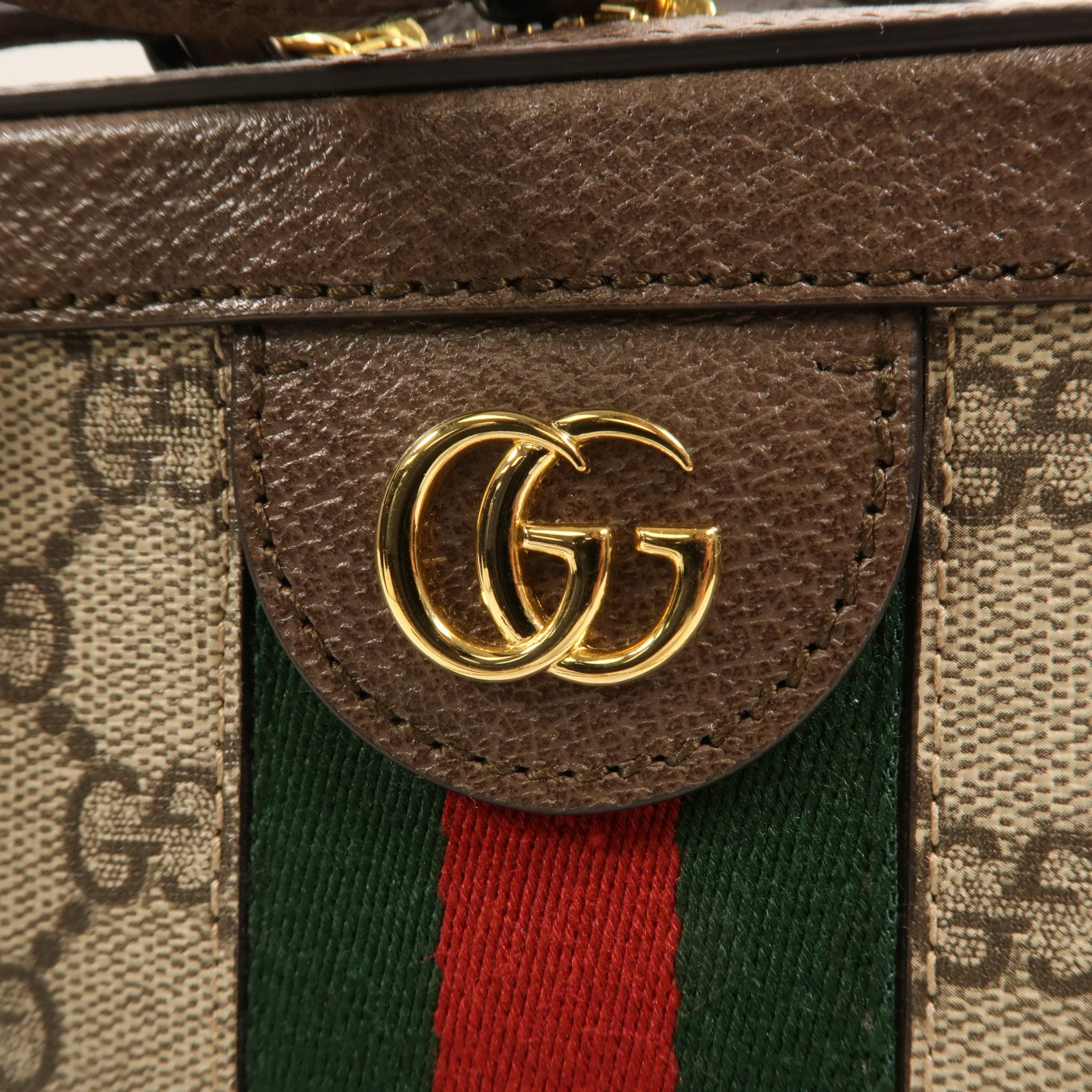 GUCCI 塗層帆布Ophidia GG Mini金扣鏈帶手挽肩背兩用袋