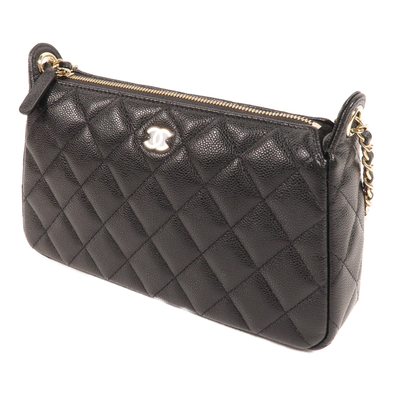 CHANEL 牛皮皮革Pouch Chain Shoulder鏈帶肩背袋