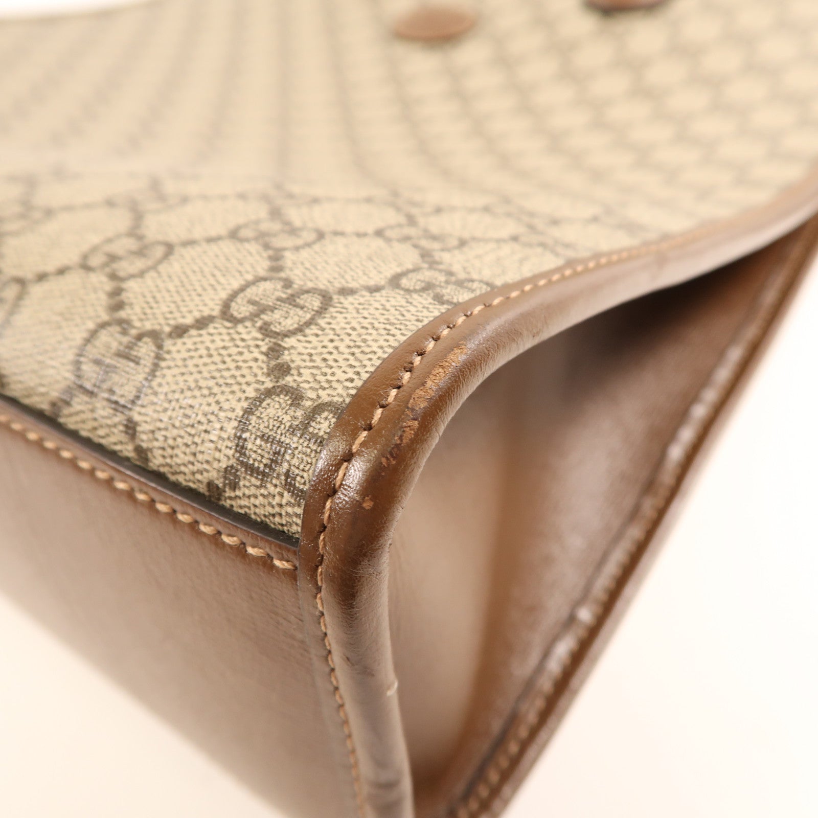 GUCCI GHW GG Supreme 2Way Shoulder Hand Bag Coated Canvas 674155 Brown