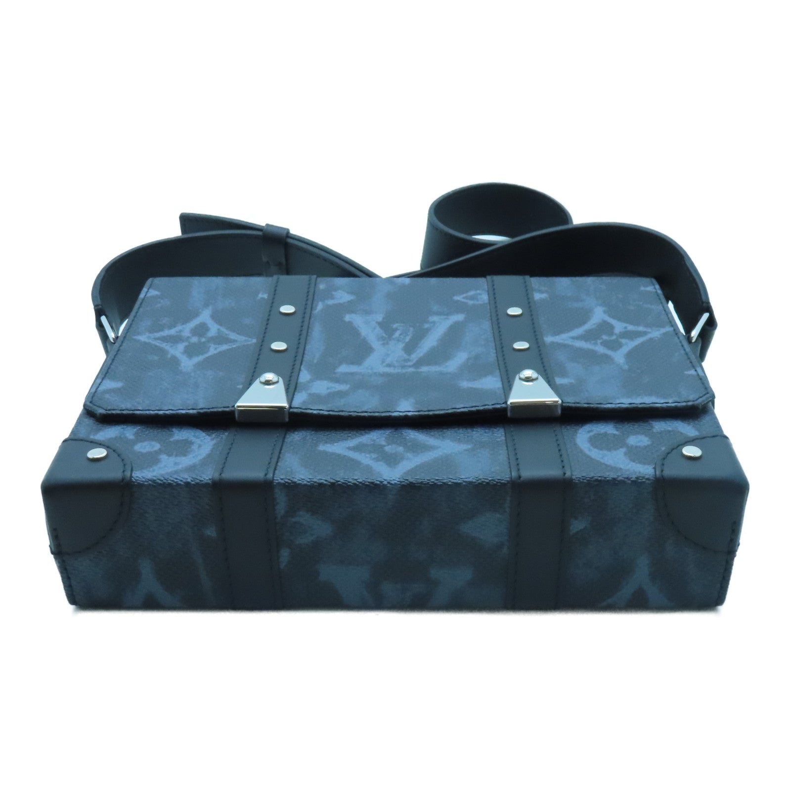 LOUIS VUITTON Monogram Pastel Noir Pastel Trunk銀扣肩背袋黑色