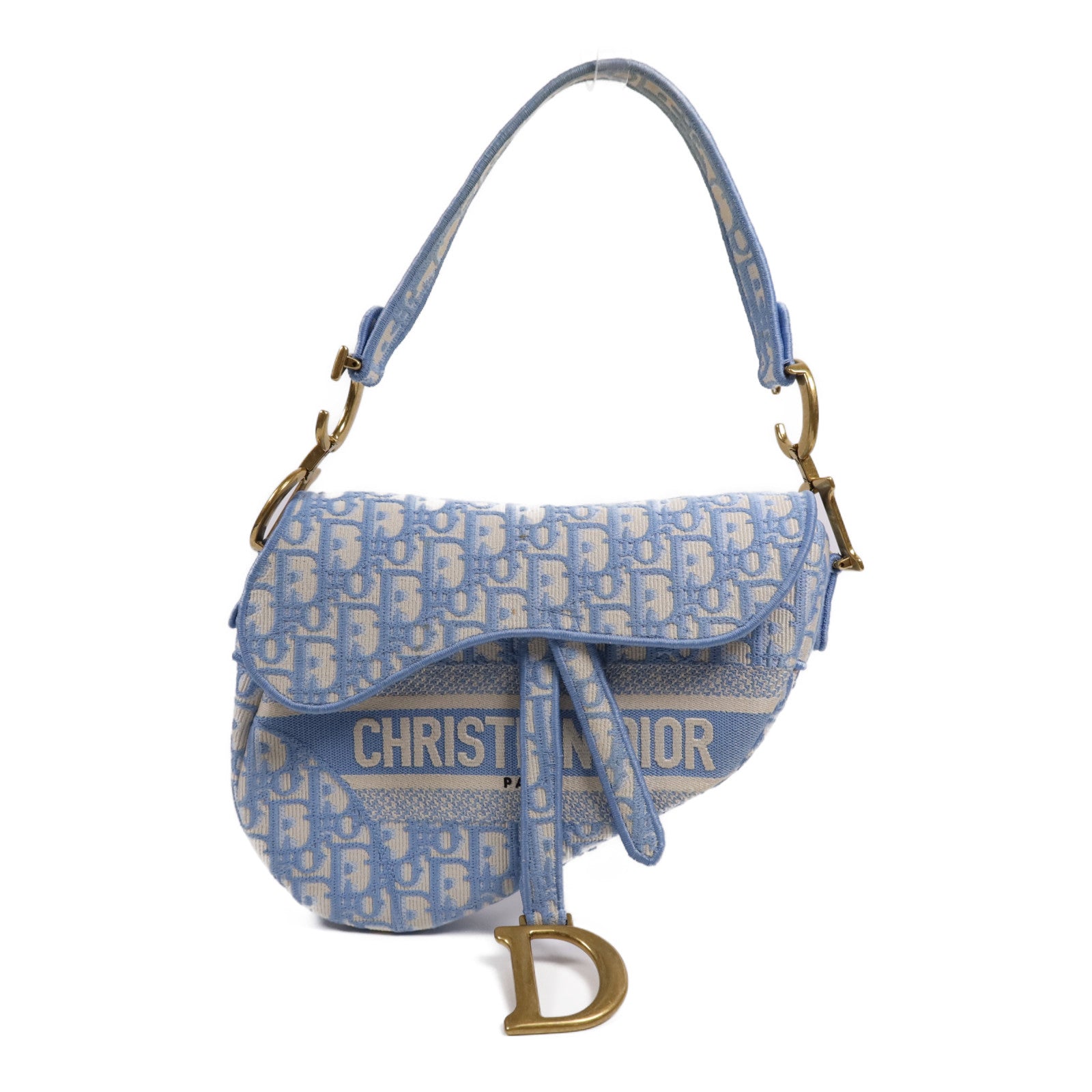 Dior 帆布Saddle金扣手挽袋