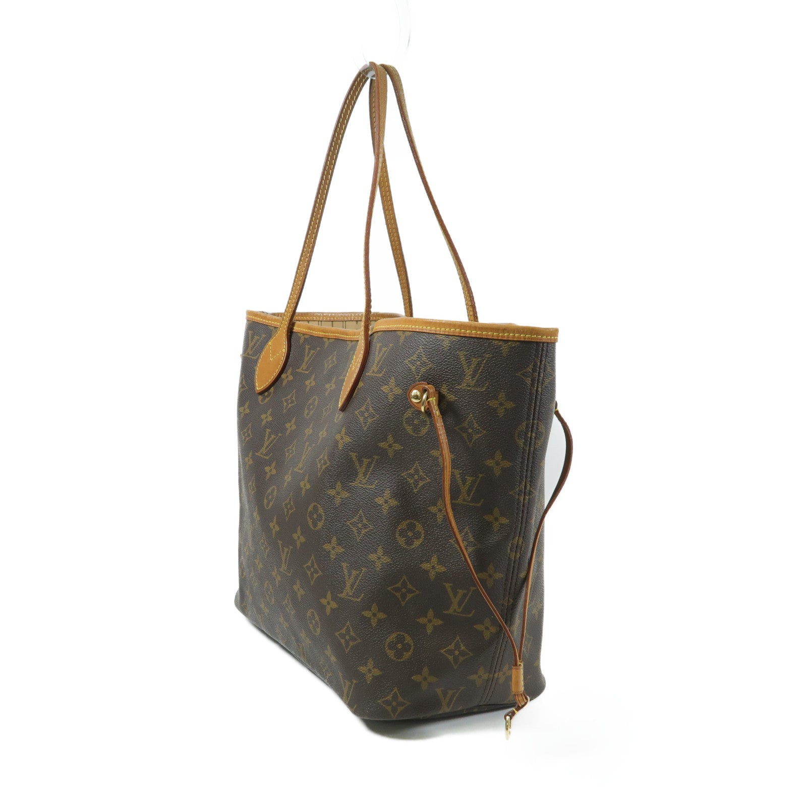 LOUIS VUITTON Monogram Neverfull MM金扣手挽袋