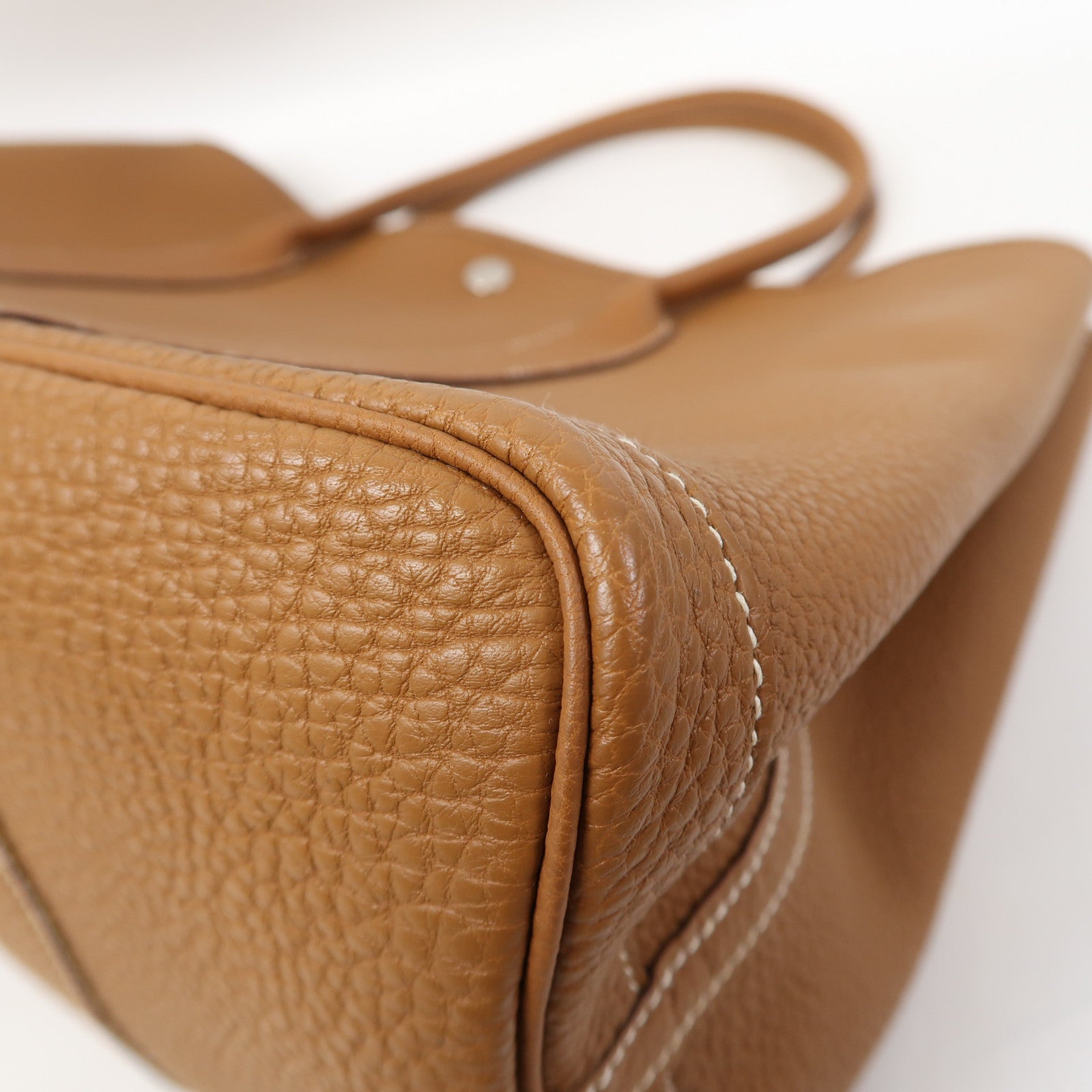 HERMES Negonda皮革GardenParty PM銀扣手挽袋金色