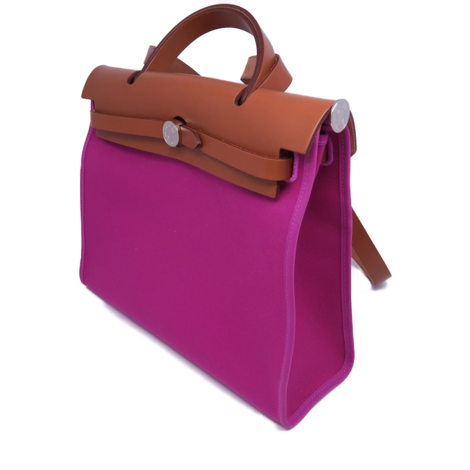 HERMES 【激減優惠】帆布Herbag PM銀扣鏈帶肩背袋紫色