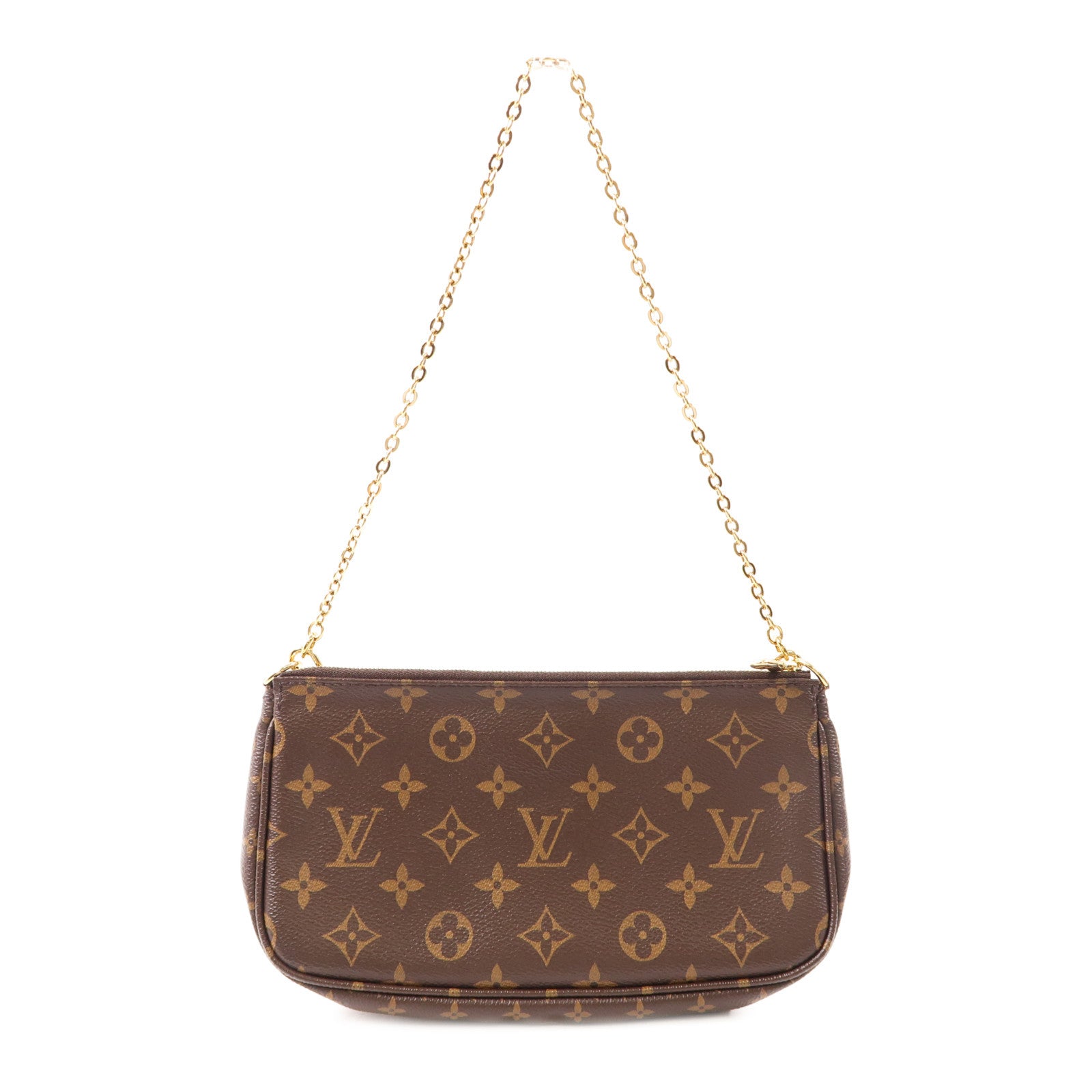 LOUIS VUITTON Monogram Multi Pochette Accessoires金扣肩背袋棕色