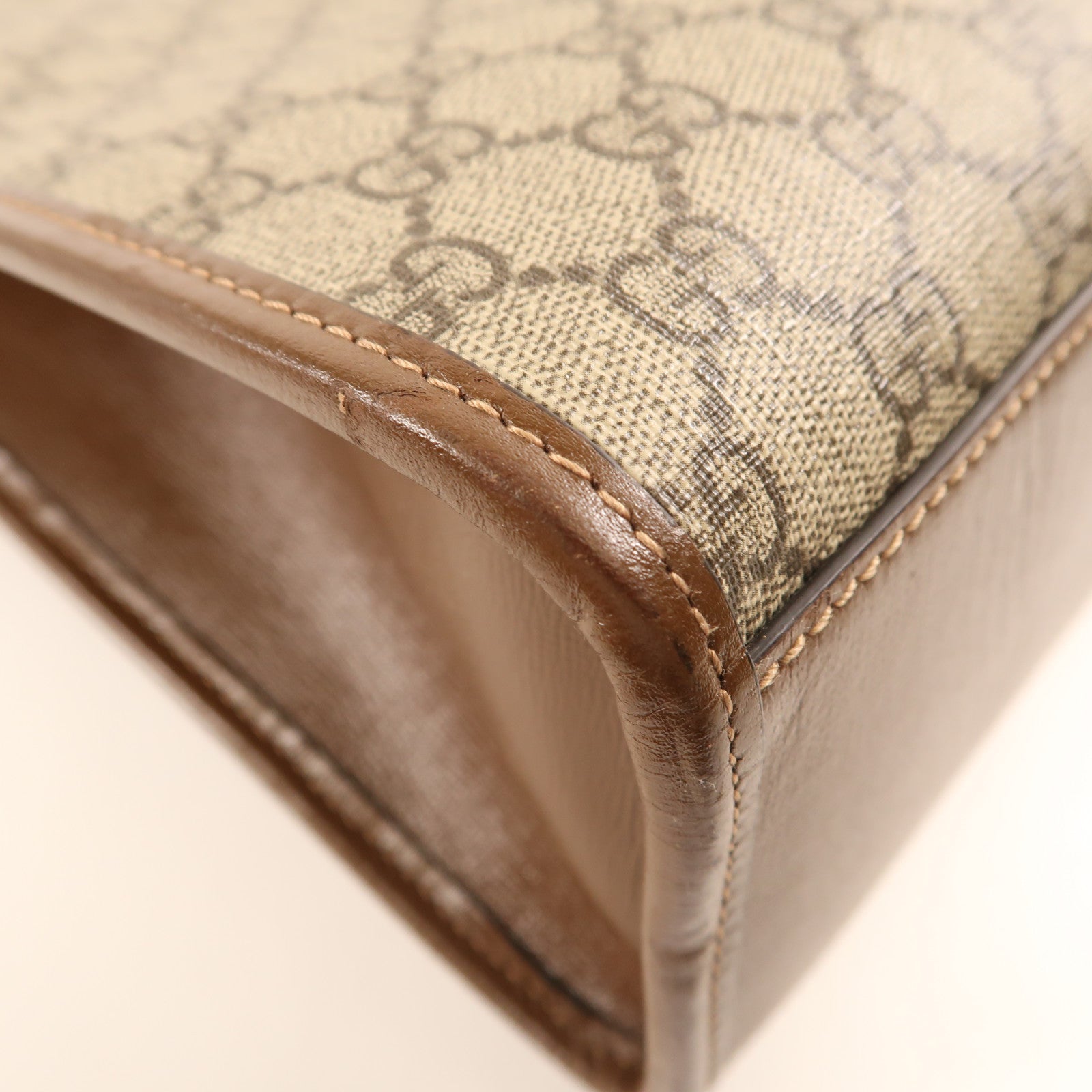 GUCCI GHW GG Supreme 2Way Shoulder Hand Bag Coated Canvas 674155 Brown