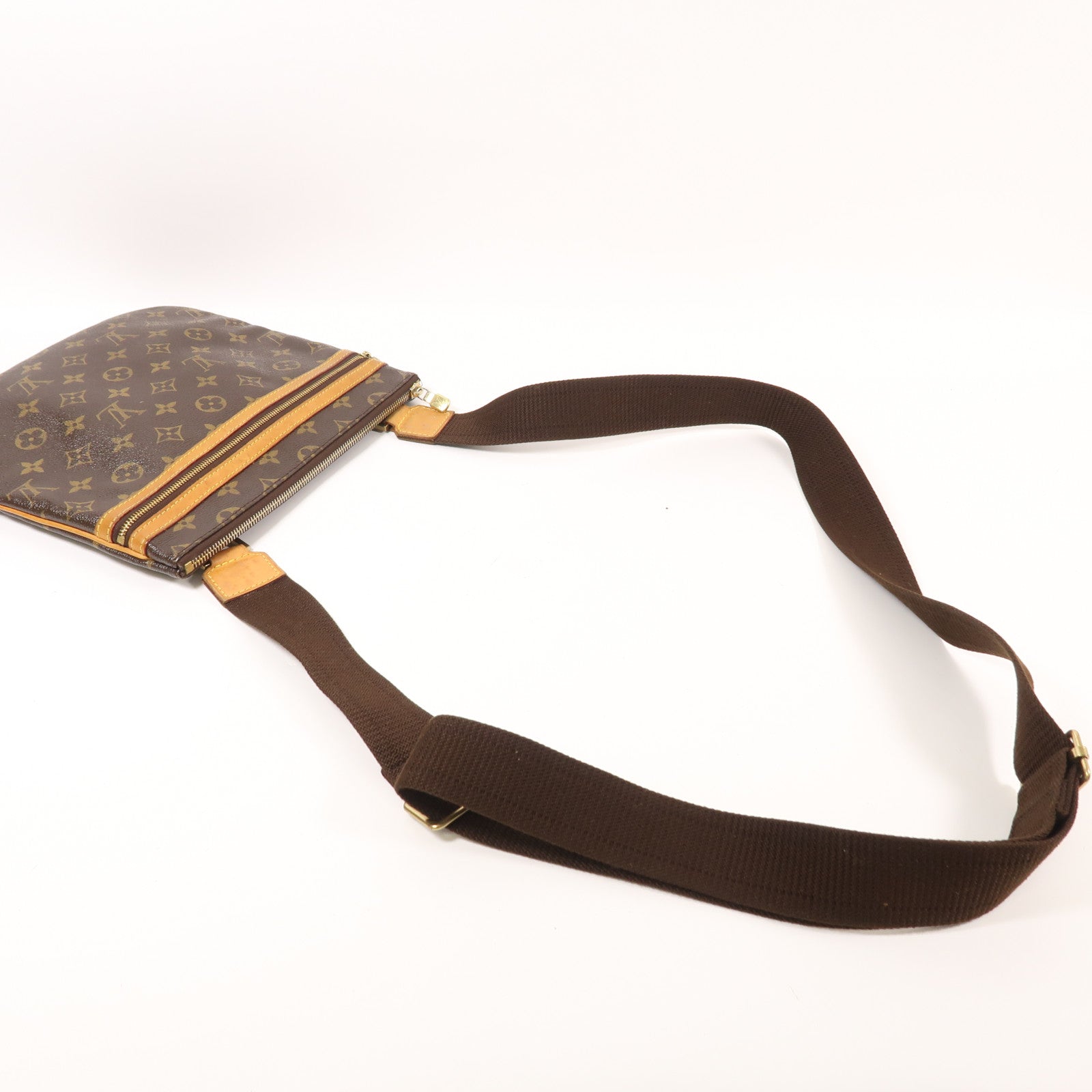 LOUIS VUITTON Monogram Pochette Bosphore金扣肩背袋棕色