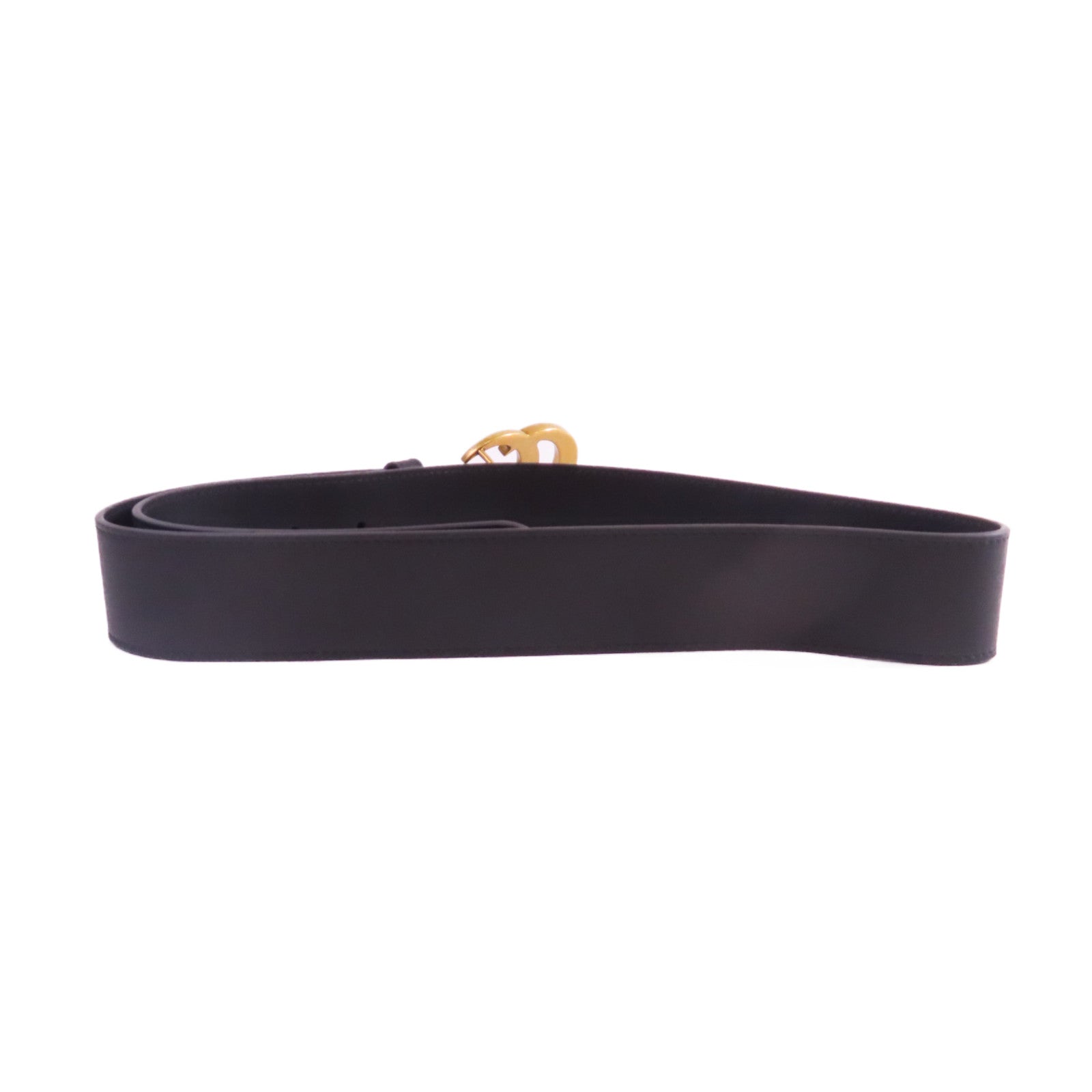 GUCCI 牛皮皮革GG Belt金扣皮帶黑色