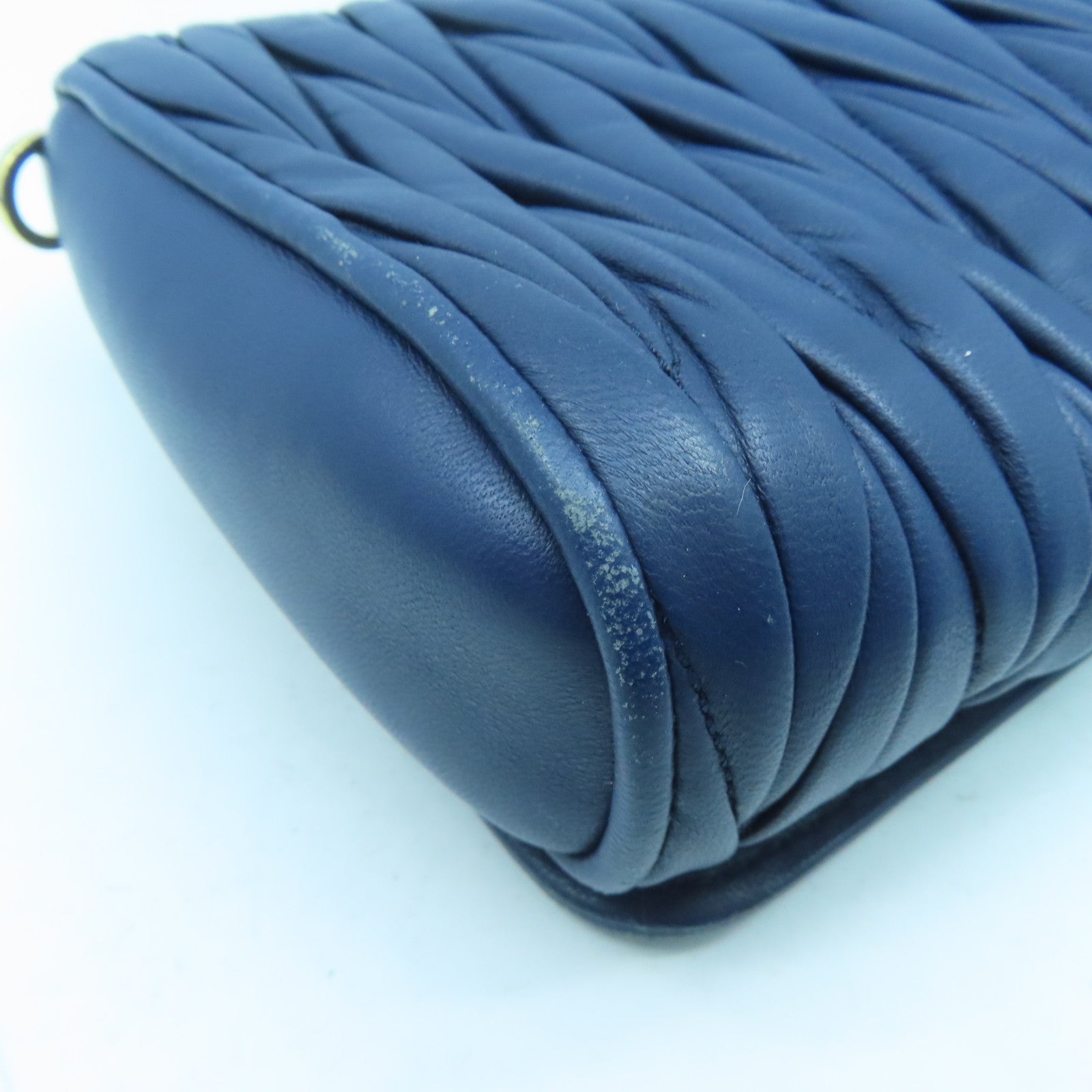 Miu Miu 【激減優惠】羊皮皮革Shoulder Bag金扣肩背袋深藍色