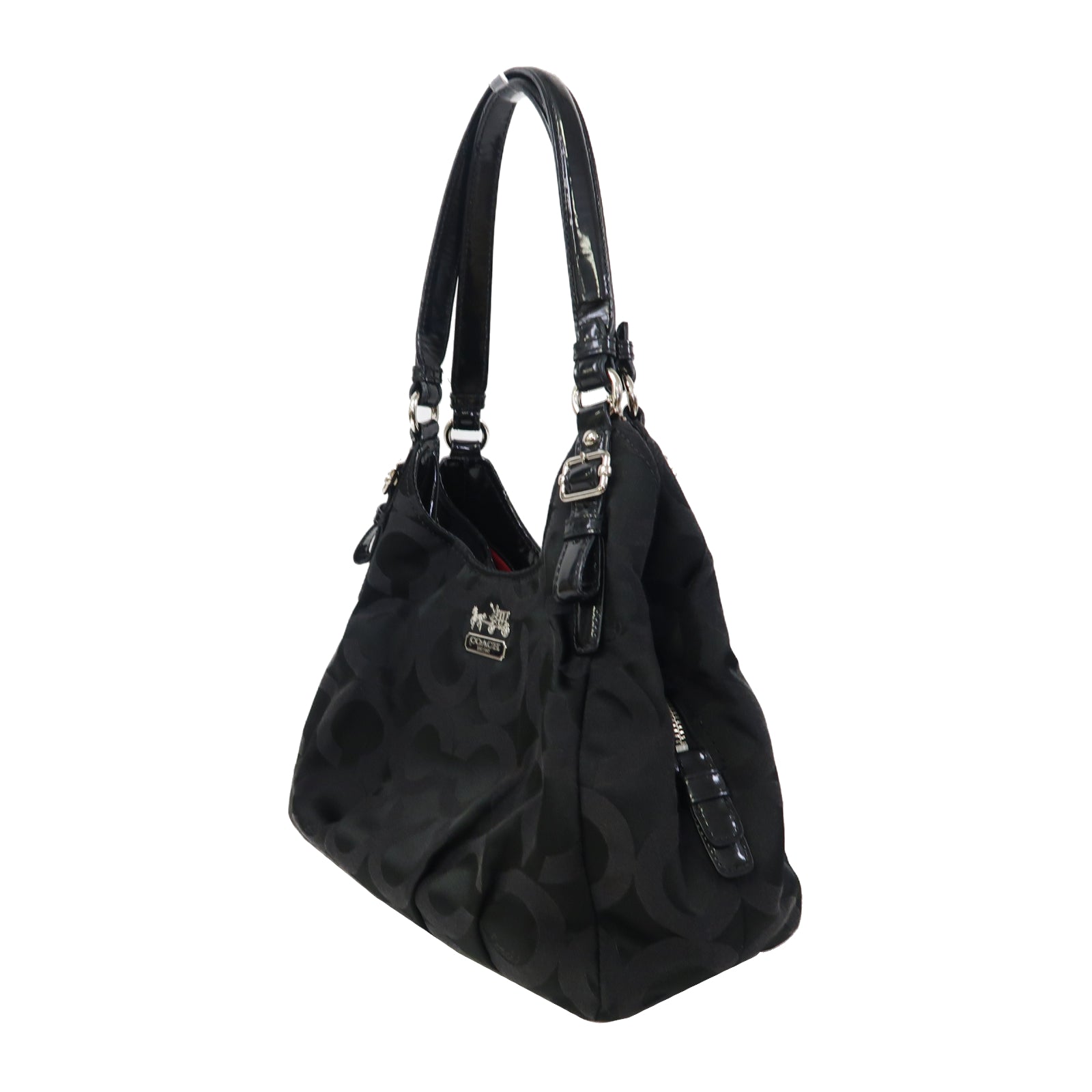 COACH 帆布Shoulder Bag銀扣肩背袋黑色