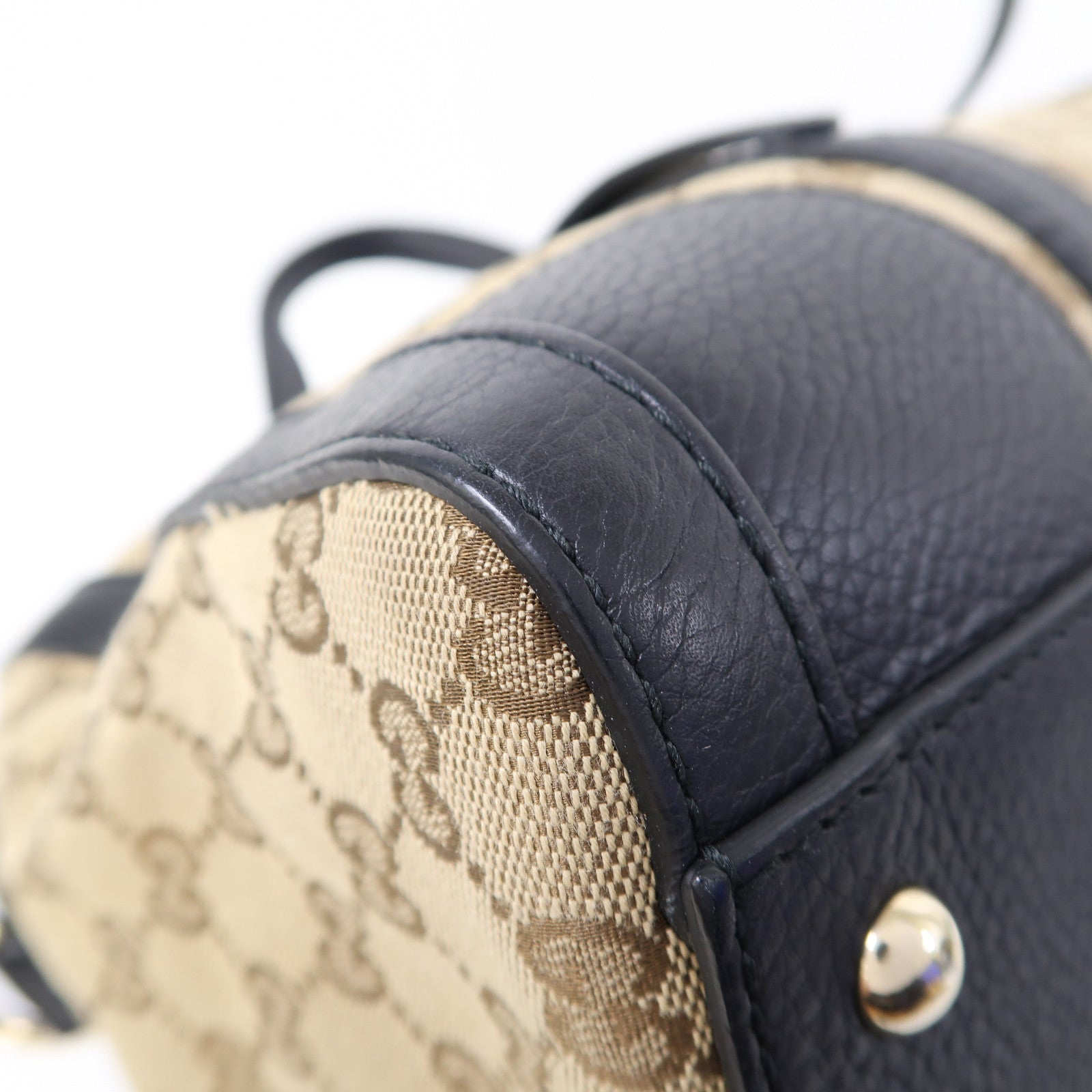 GUCCI 帆布Shoulder Bag金扣手挽肩背兩用袋啡色/黑色