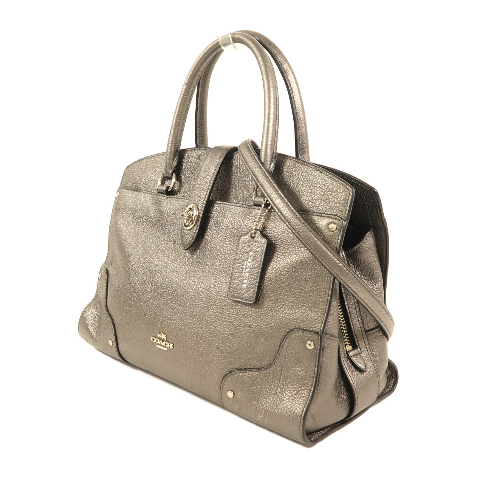 COACH 牛皮皮革Mercer Satchel 30銀扣手挽肩背兩用袋