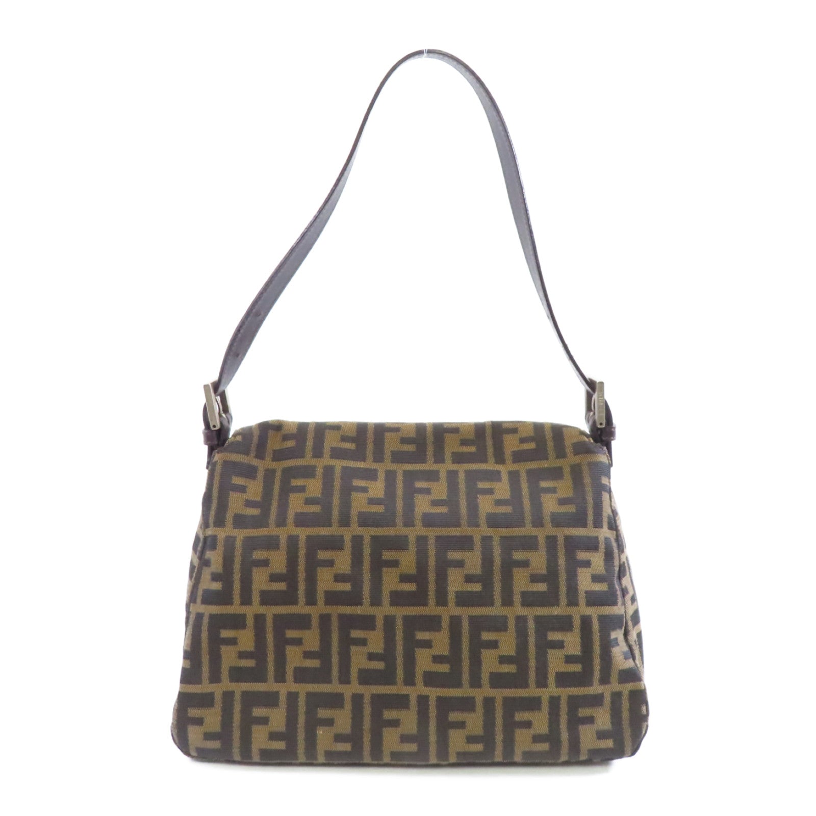 FENDI 帆布Shoulder Bag銀扣肩背袋啡色