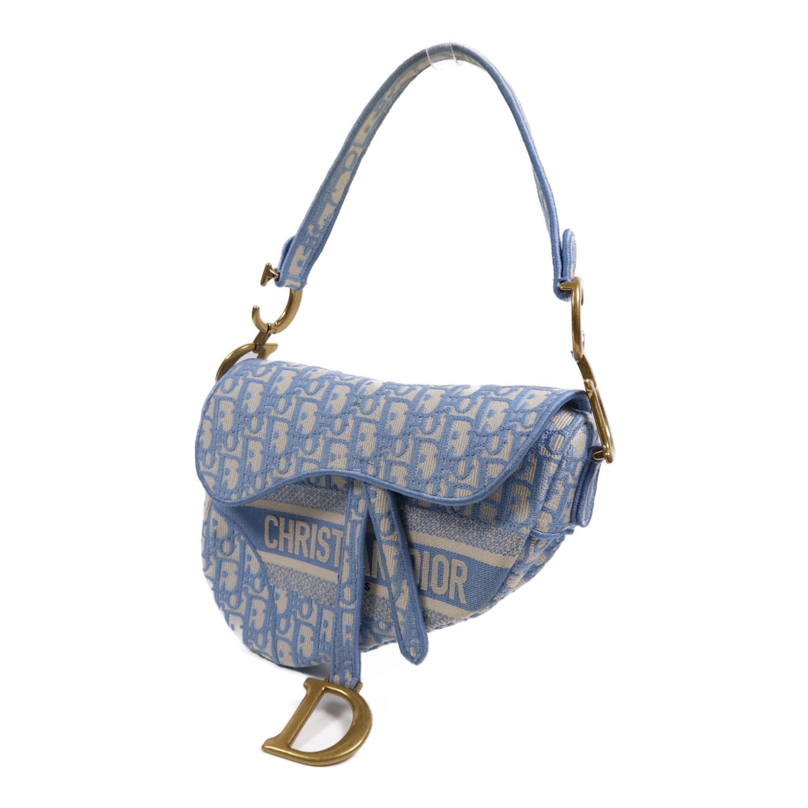 Dior 帆布Saddle金扣手挽袋