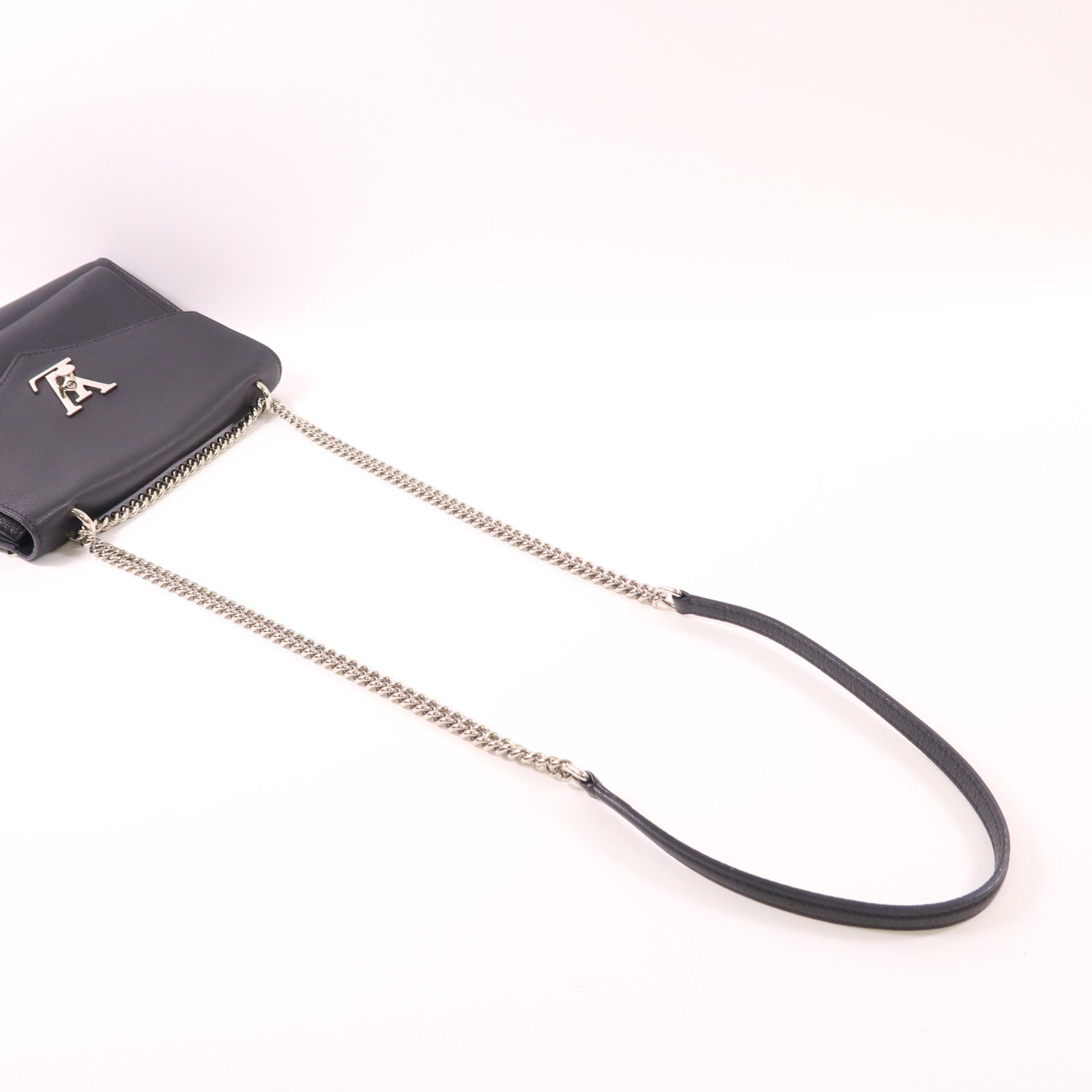 LOUIS VUITTON 牛皮皮革Mylockme銀扣鏈帶肩背袋黑色