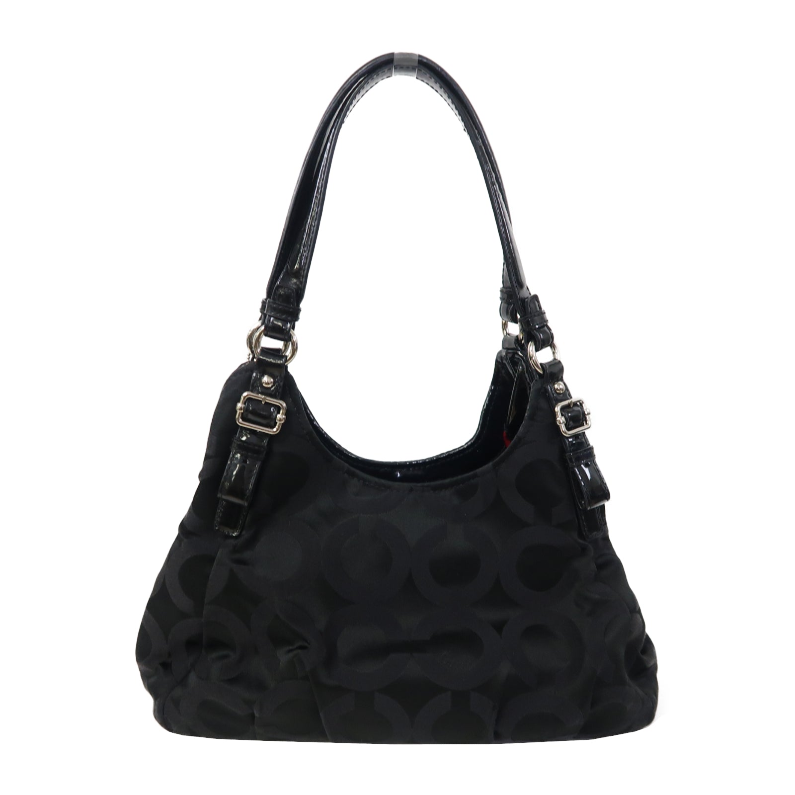 COACH 帆布Shoulder Bag銀扣肩背袋黑色