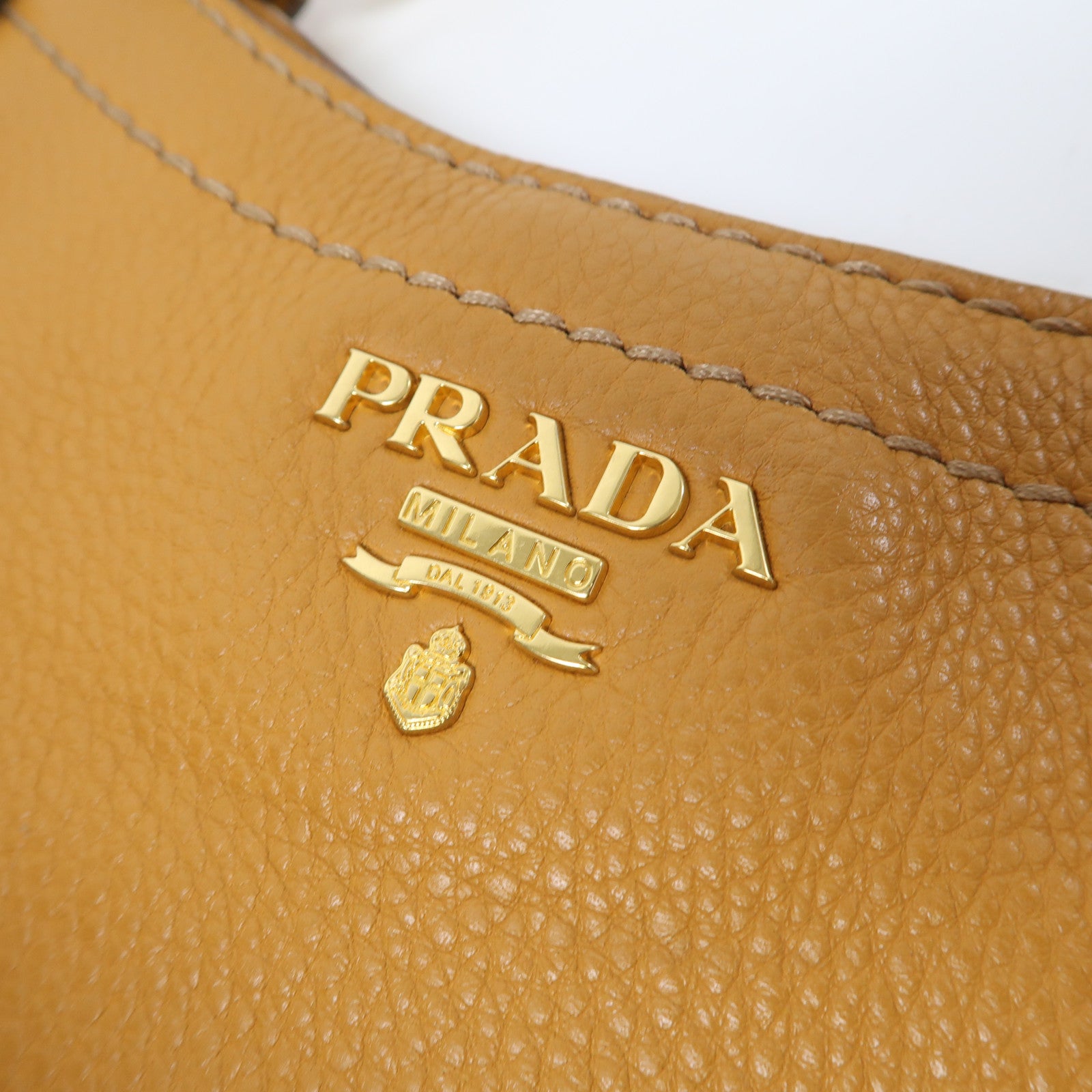 PRADA 【激減優惠】牛皮皮革Sacca 2 Manici Bag金扣肩背袋橙色
