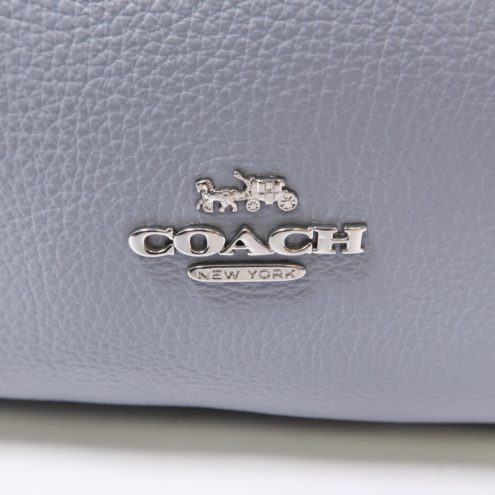 COACH 牛皮皮革Shoulder Bag銀扣手挽肩背兩用袋藍色