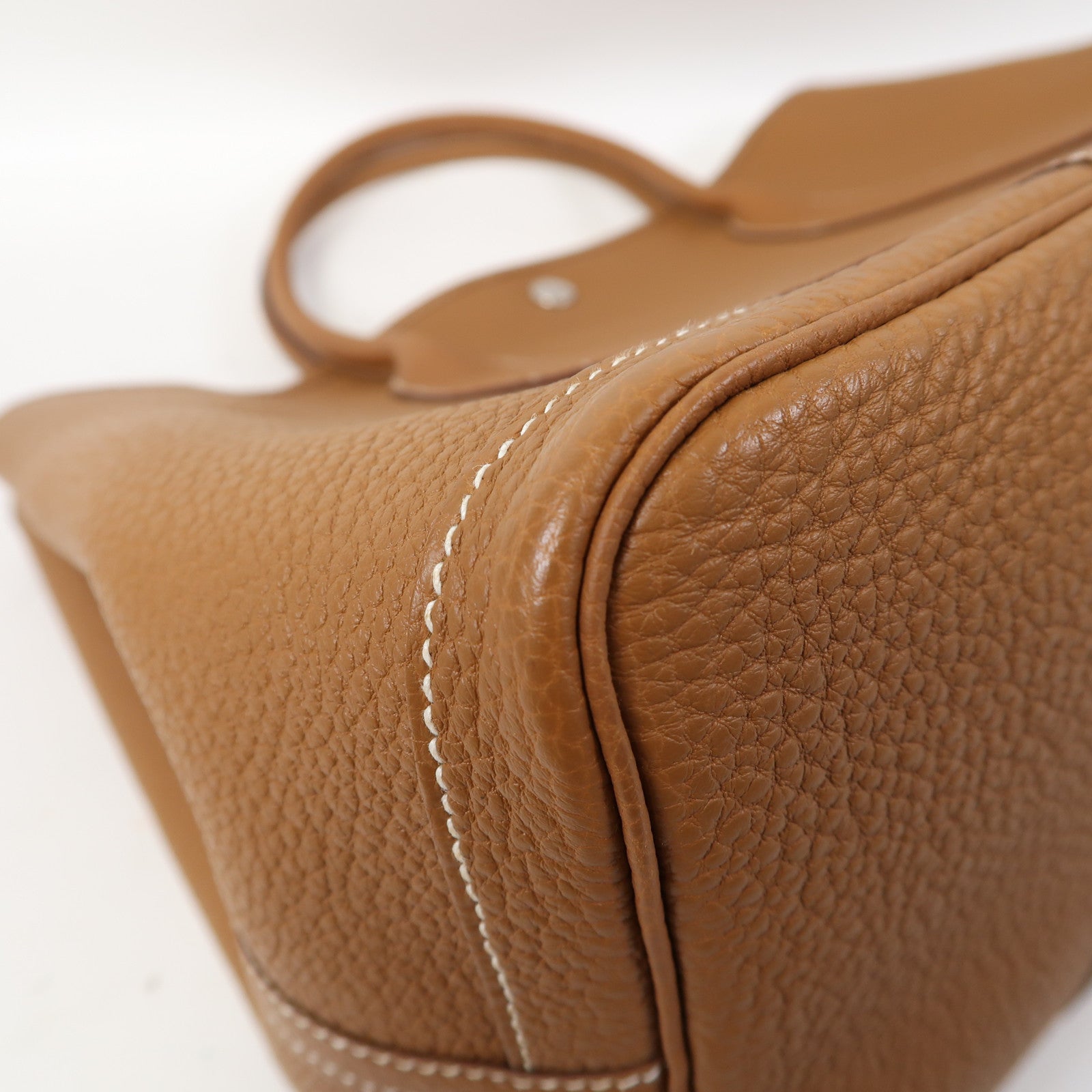 HERMES Negonda皮革GardenParty PM銀扣手挽袋金色