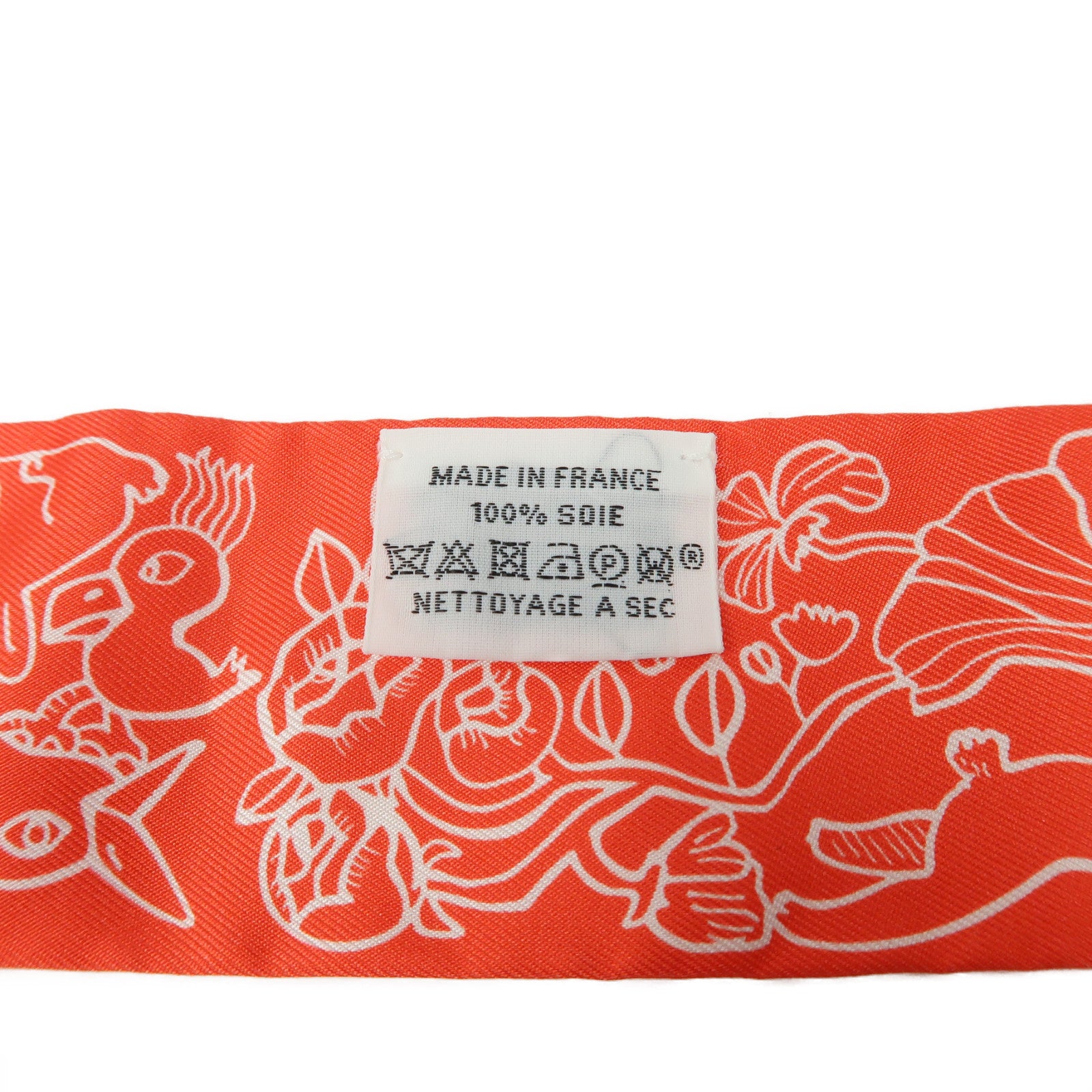 HERMES 絲質Twilly絲巾紅色/粉紅色