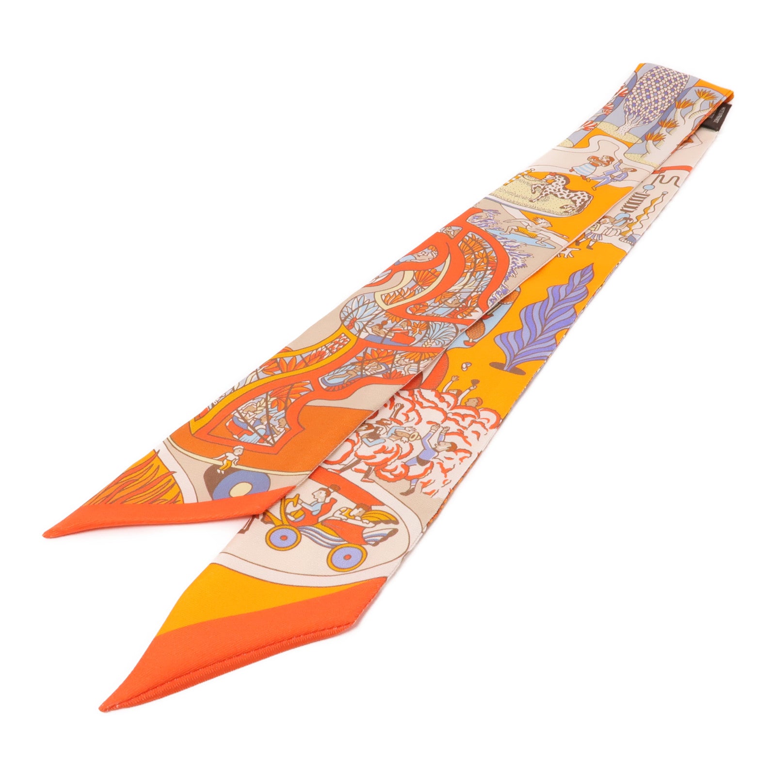 HERMES 絲質Twilly絲巾橙色