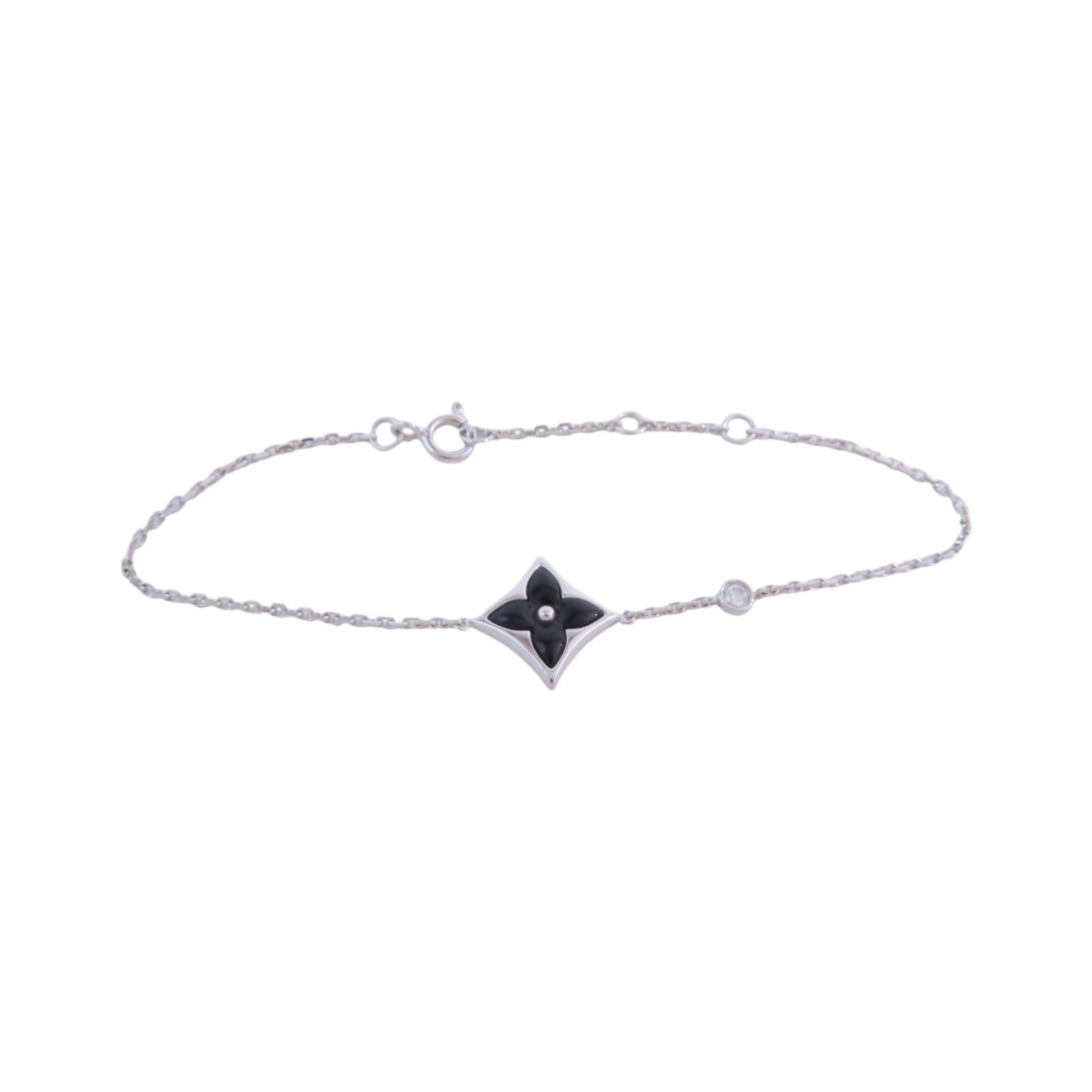 LOUIS VUITTON 18K白金Color Blossom BB Diamond Blaceret銀扣鑽石手鏈