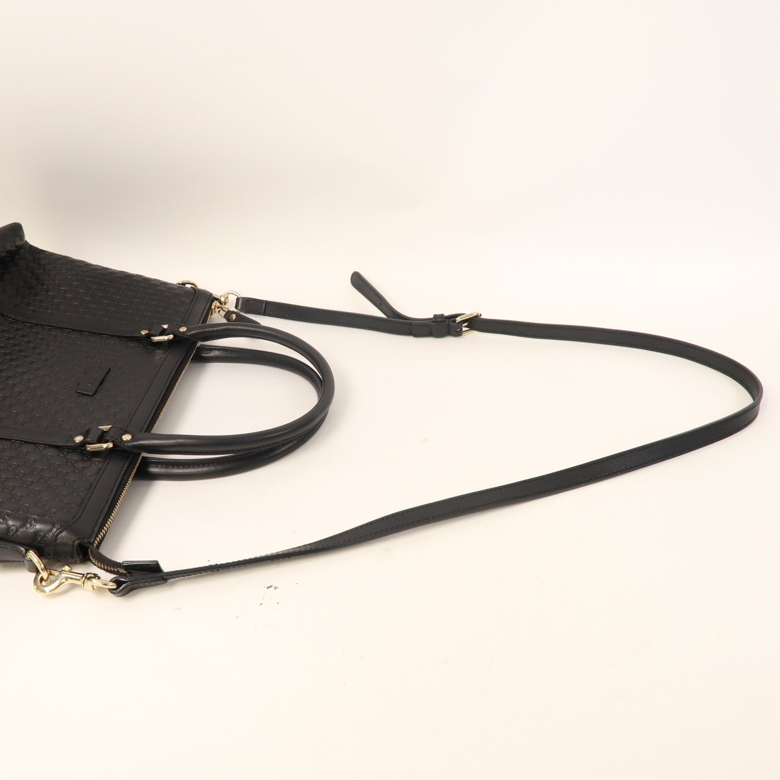 GUCCI 牛皮皮革Guccissima 2 Way Shoulder金扣手挽肩背兩用袋黑色