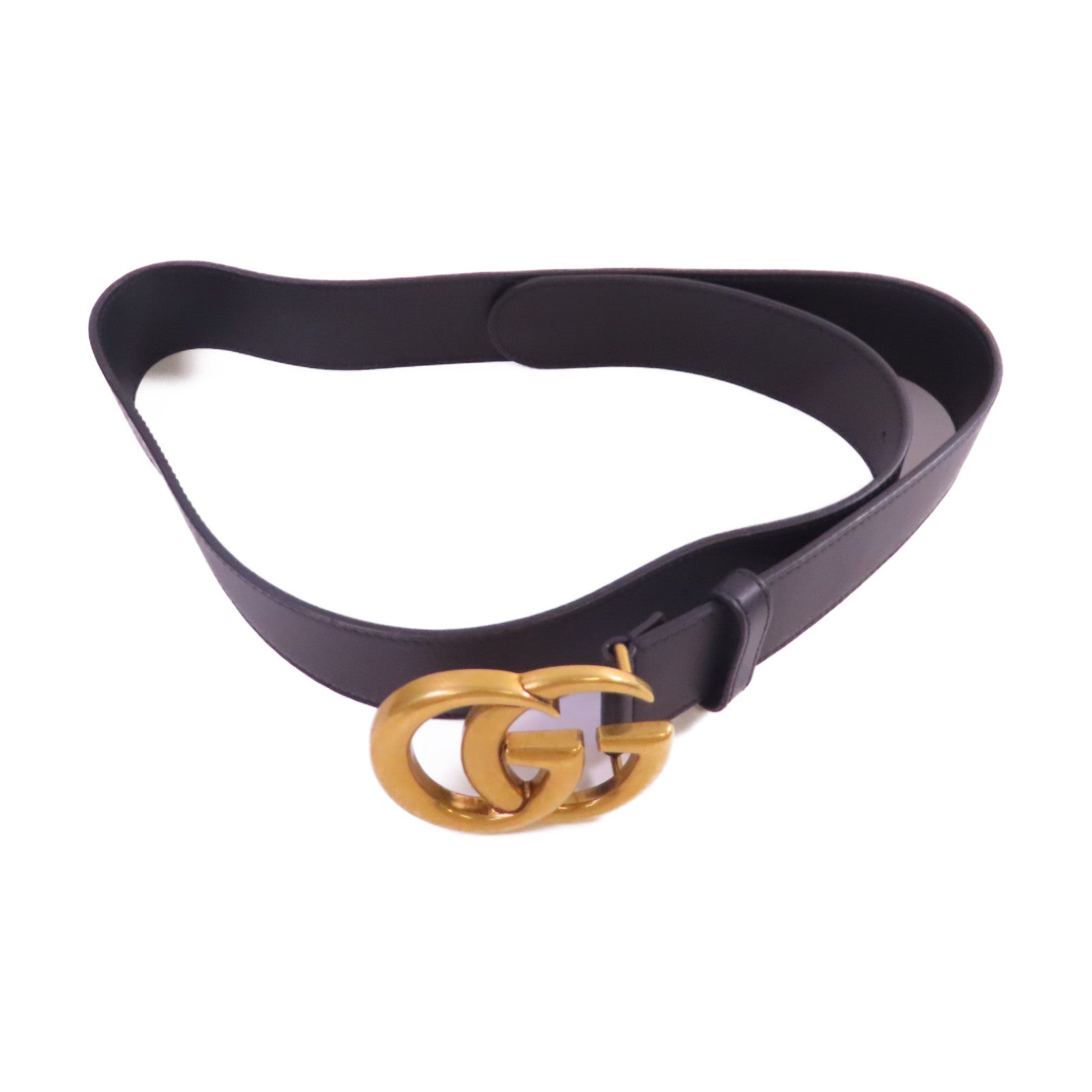 GUCCI 牛皮皮革GG Belt金扣皮帶黑色