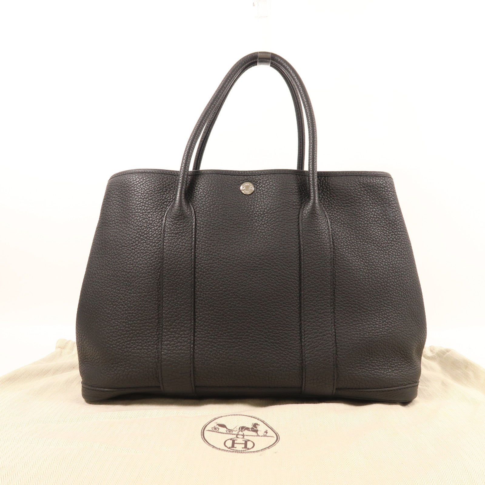 HERMES Negonda皮革Garden Party 36(Limited Edition)銀扣手挽袋Noir