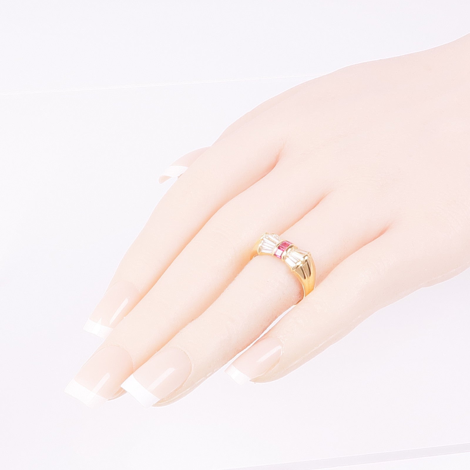 JEWELRY 【激減優惠】18K黃金Ruby Diamond Ring紅寶石鑽石戒指US#5.75