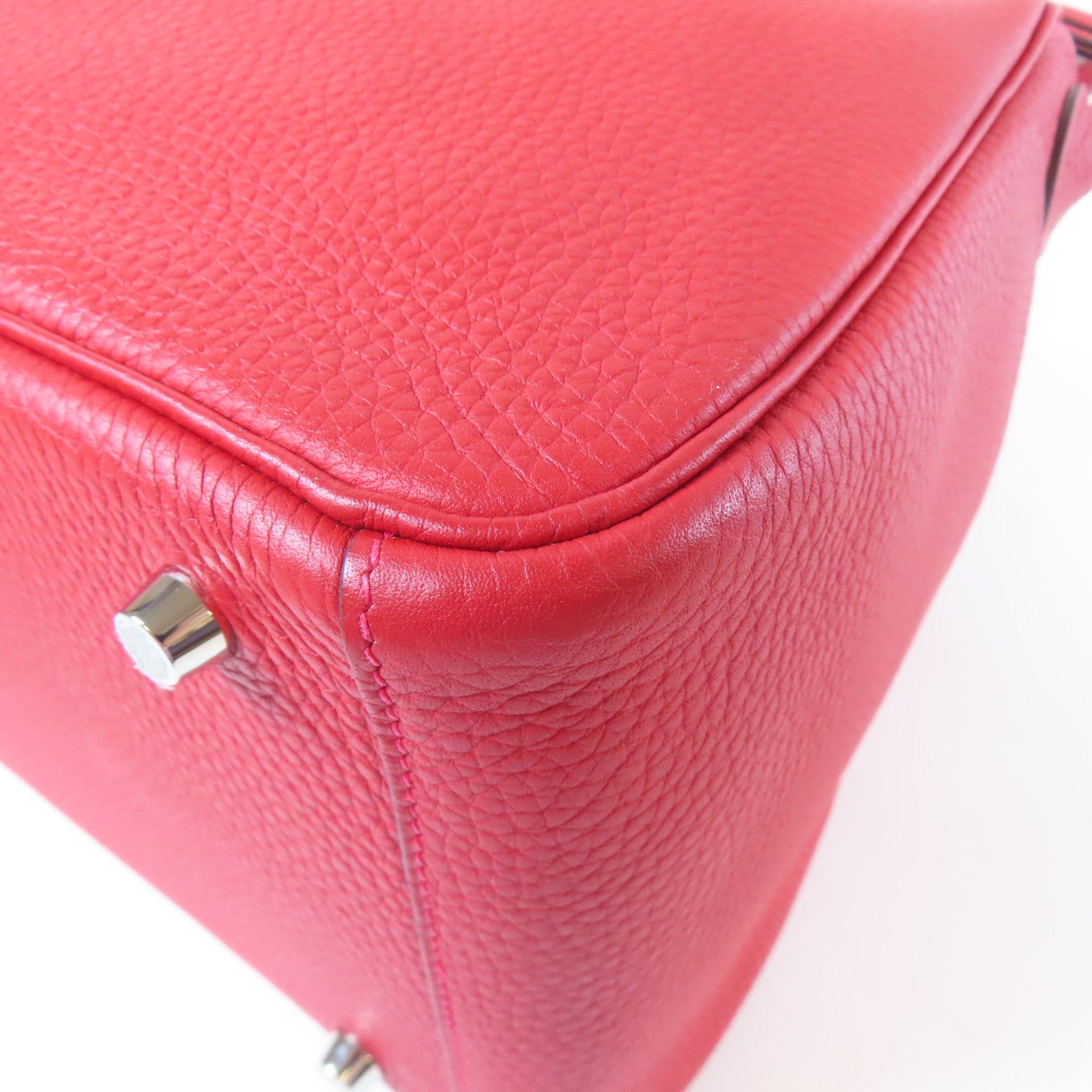 HERMES Clemence皮革Lindy 30銀扣肩背袋法拉利紅色