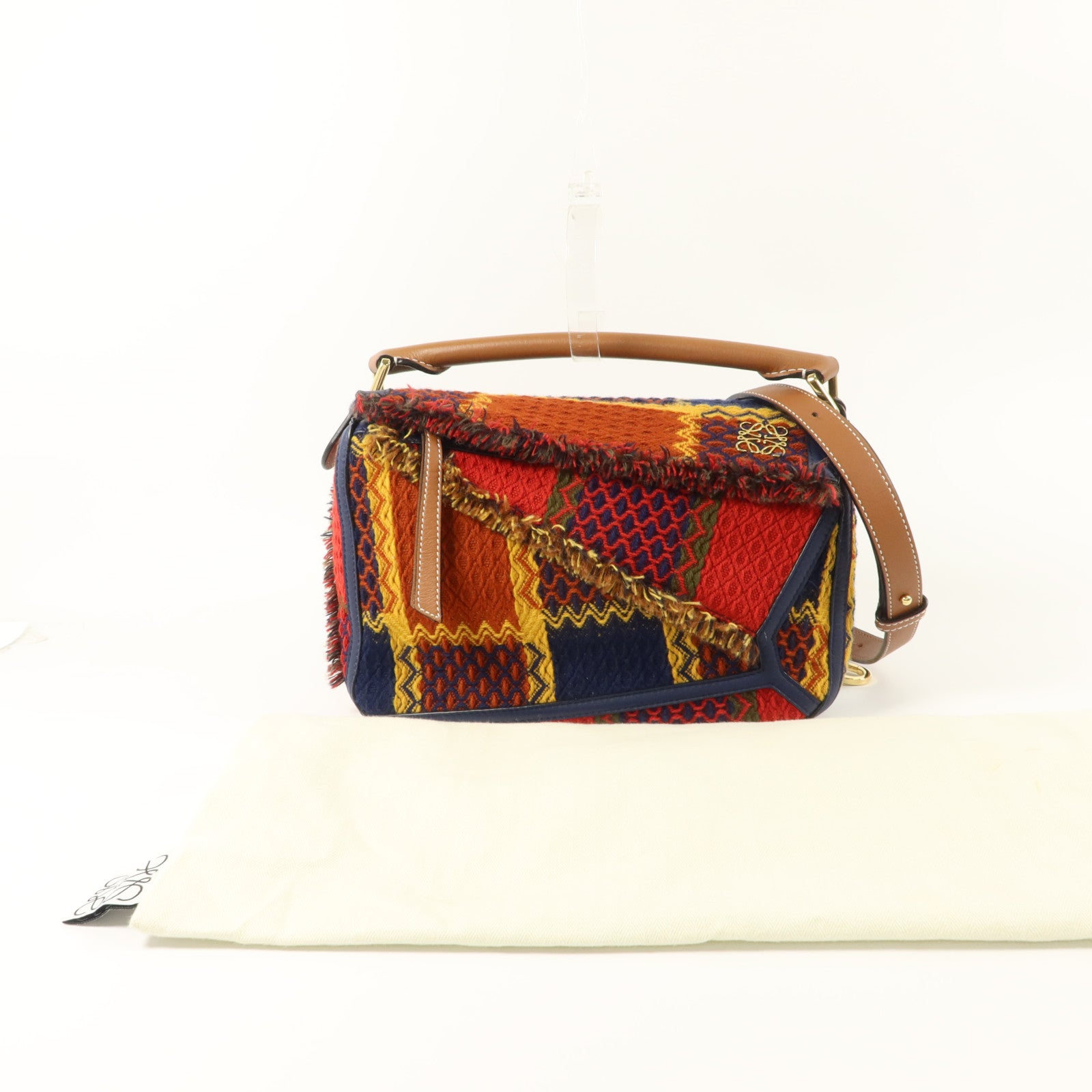LOEWE 格子花呢/牛皮皮革Puzzle Tartan Small手挽肩背兩用袋