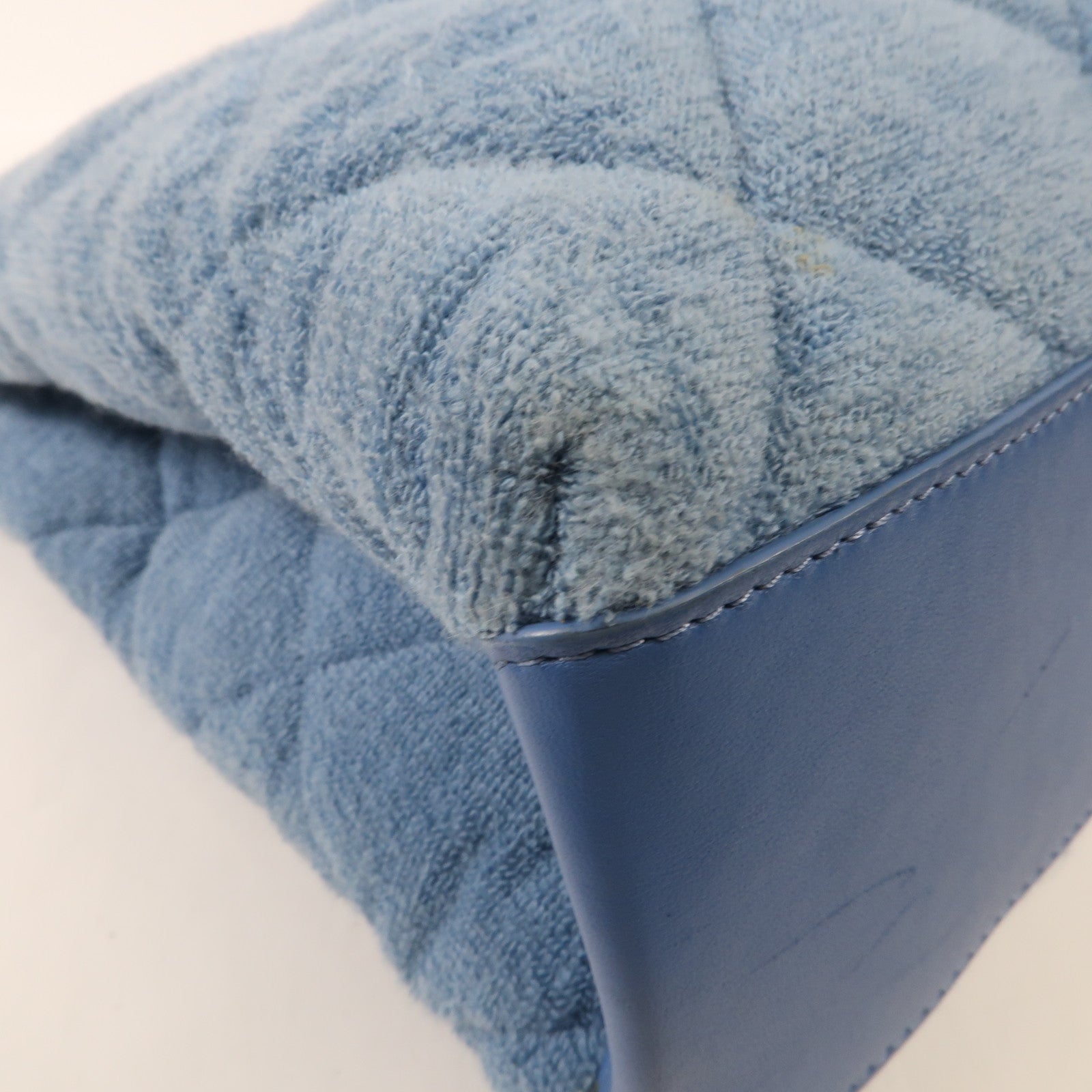 CHANEL 帆布Chain Shoulder金扣鏈帶手挽肩背兩用袋