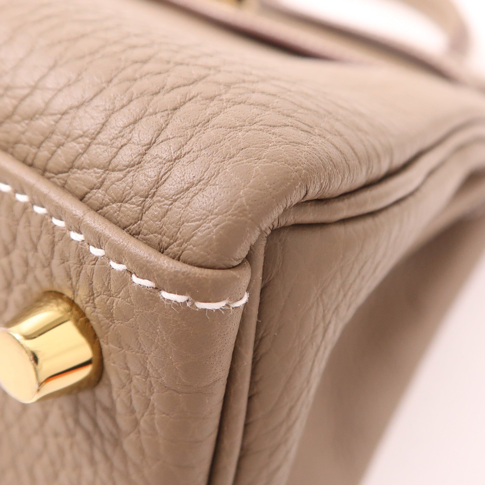 HERMES Togo皮革Kelly 25金扣手挽肩背兩用袋Etoupe大象灰色