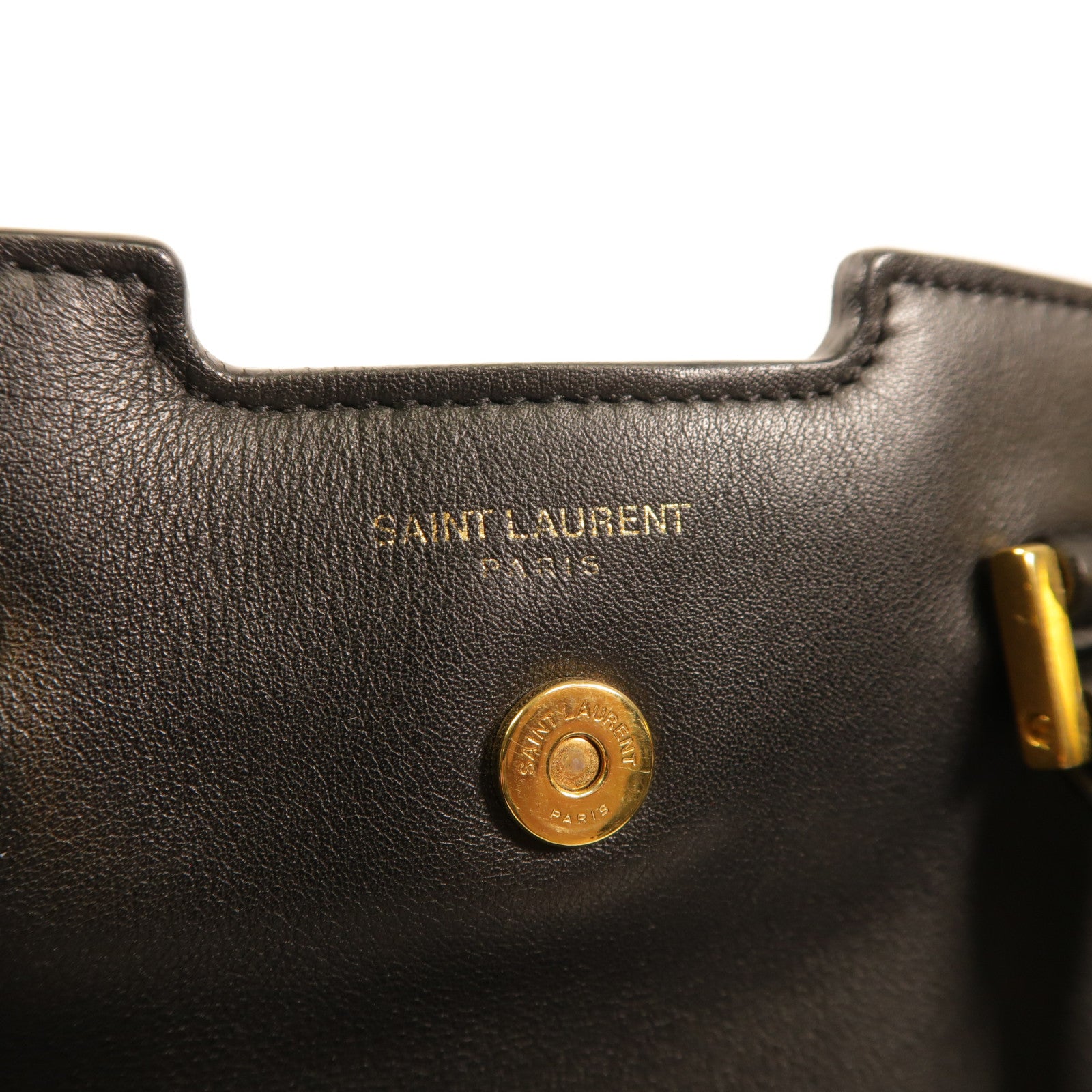 SAINT LAURENT 牛皮皮革2 Way Shoulder金扣手挽肩背兩用袋黑色