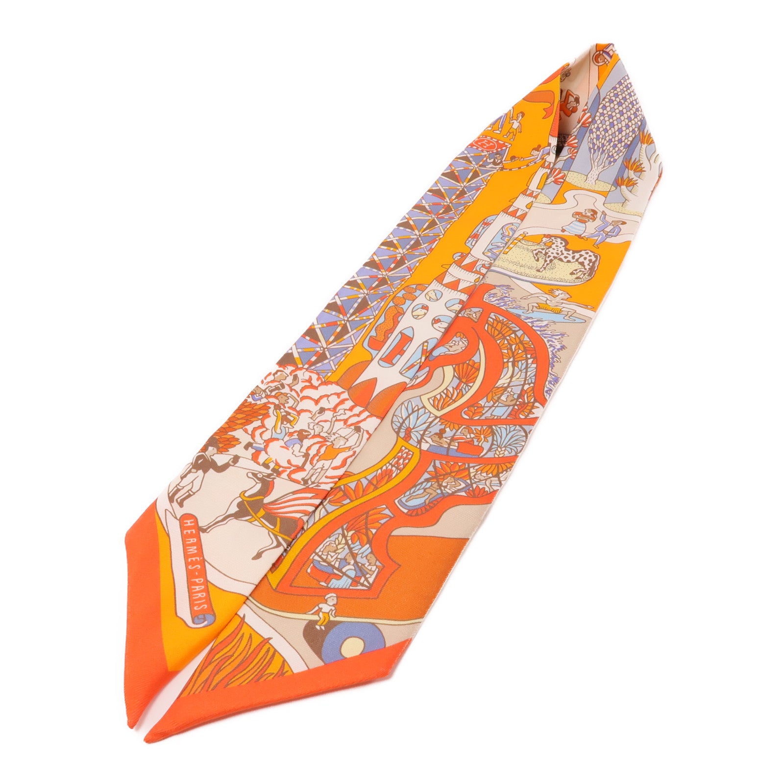 HERMES 絲質Twilly絲巾橙色
