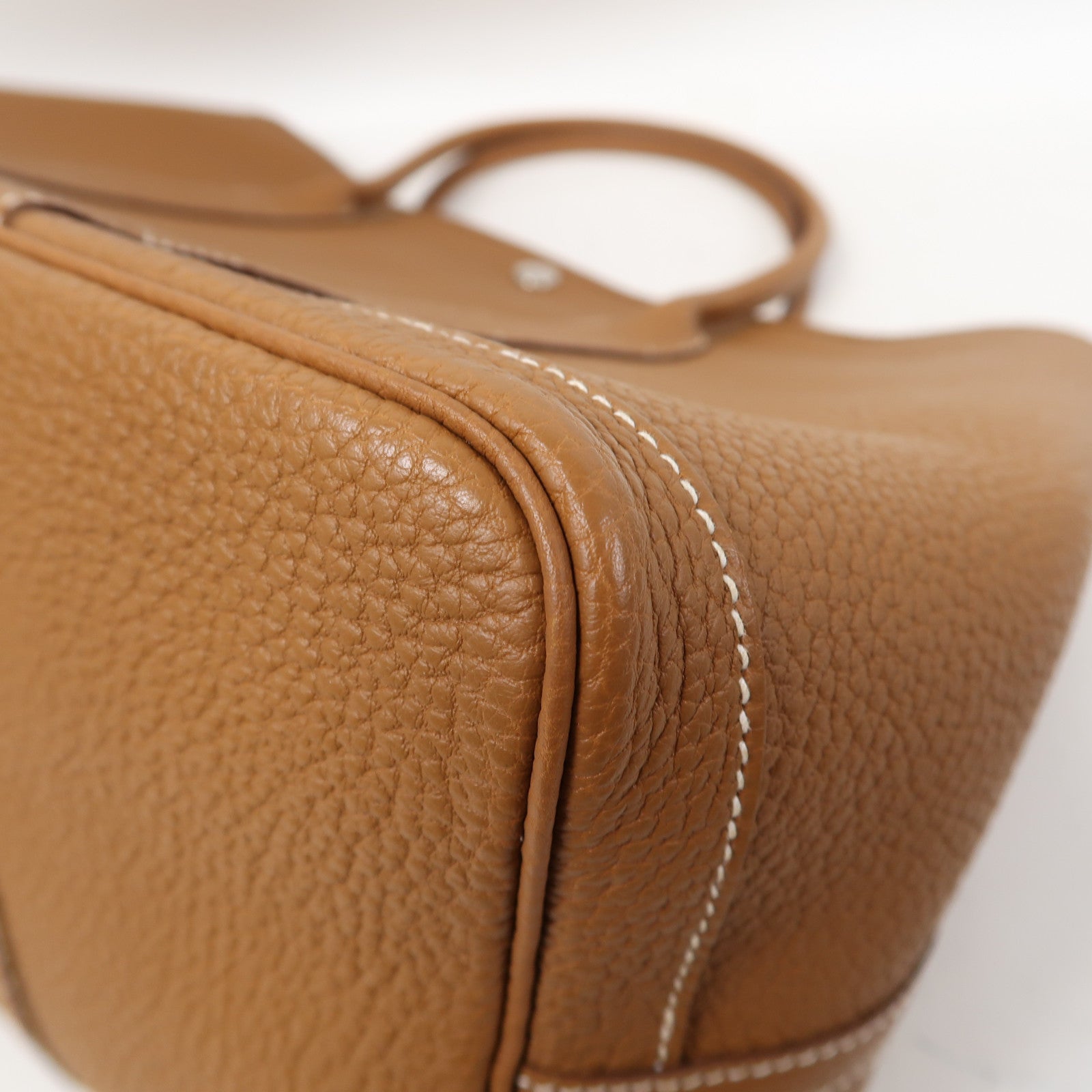 HERMES Negonda皮革GardenParty PM銀扣手挽袋金色