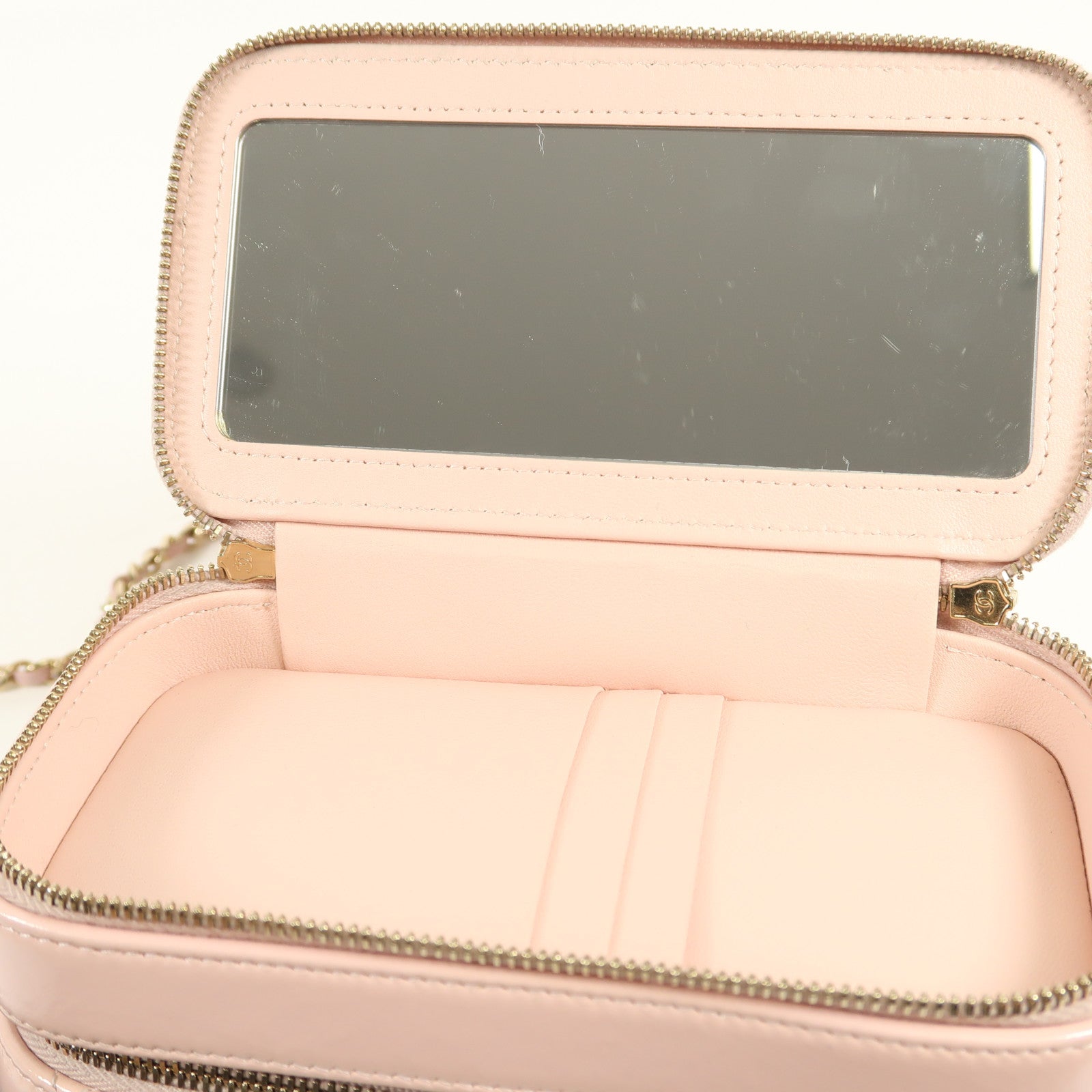 CHANEL CC GHW Vanity Case 2way Shoulder Bag Calfskin Leather Pink