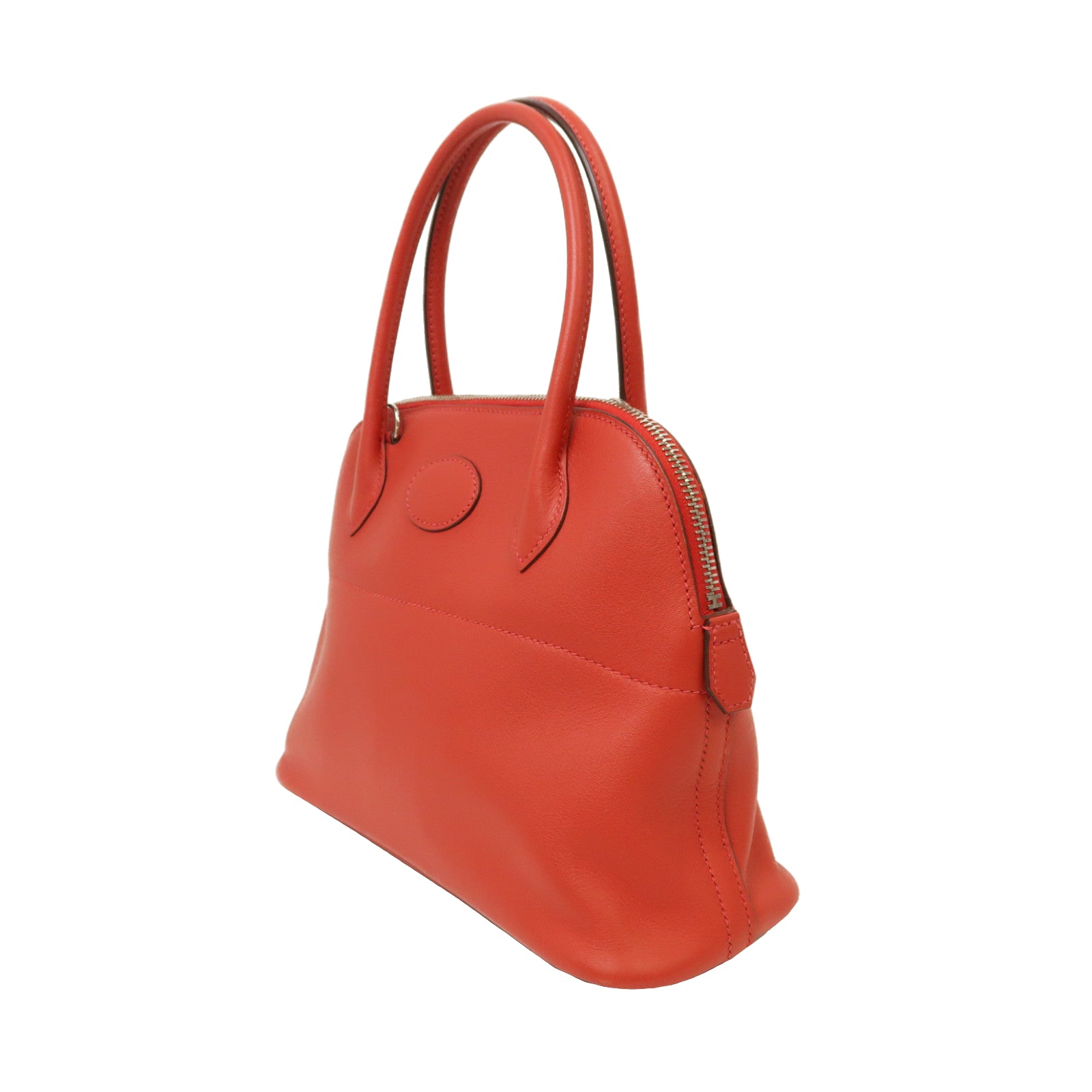 HERMES Swift皮革Bolide 27銀扣手挽肩背兩用袋Rouge Casaque/紅色