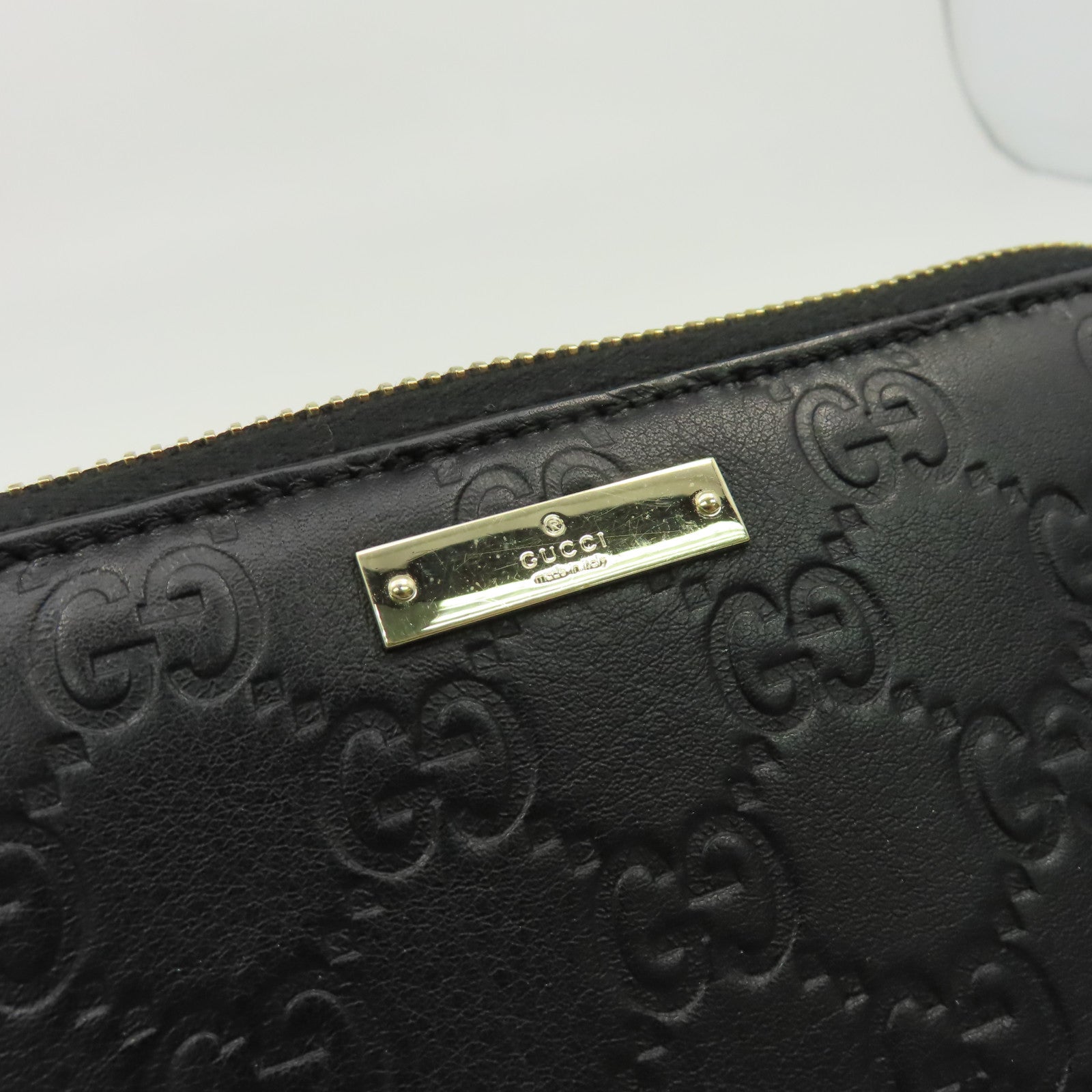 GUCCI 【激減優惠】牛皮皮革Zipper Long Wallet金扣長錢包黑色
