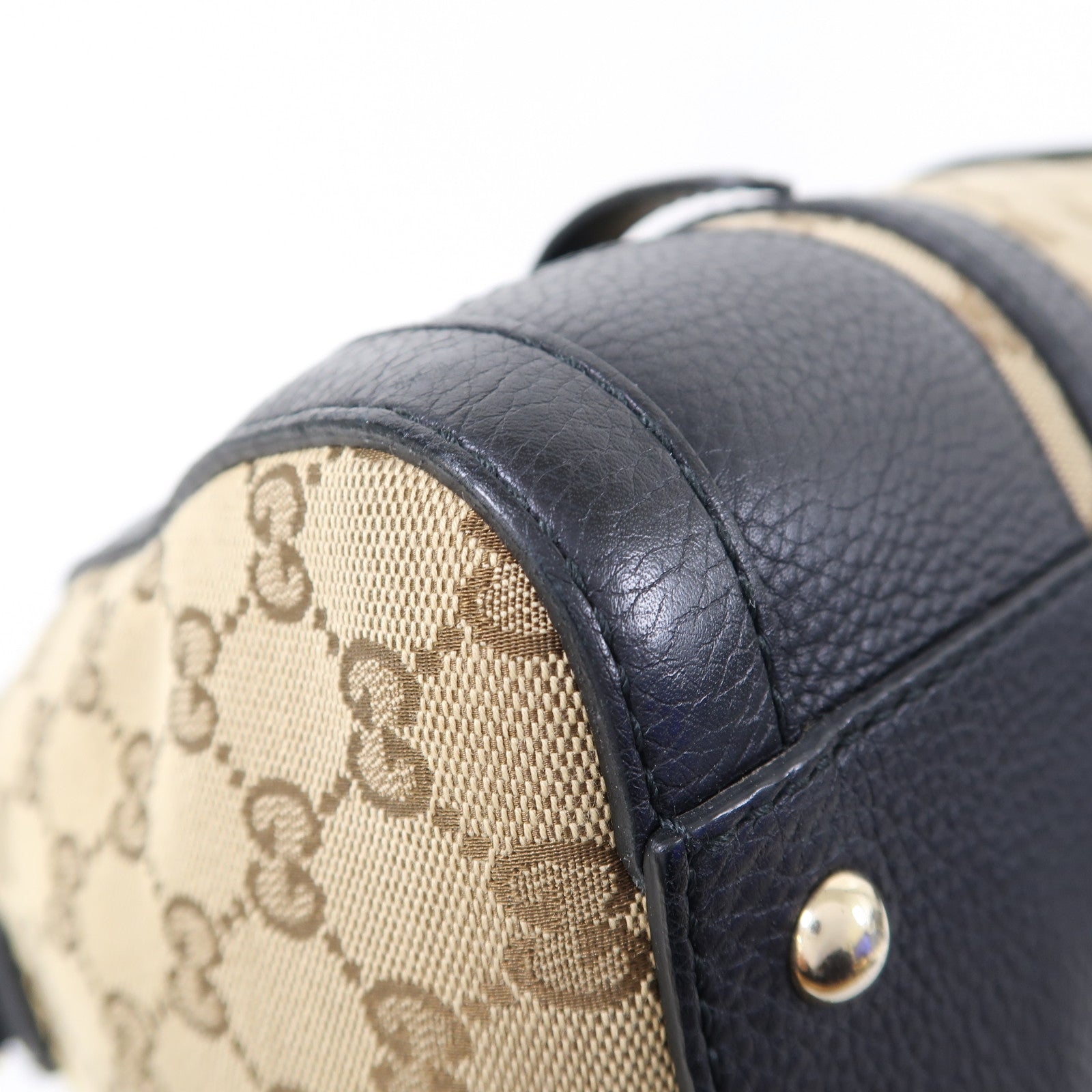 GUCCI 帆布Shoulder Bag金扣手挽肩背兩用袋啡色/黑色