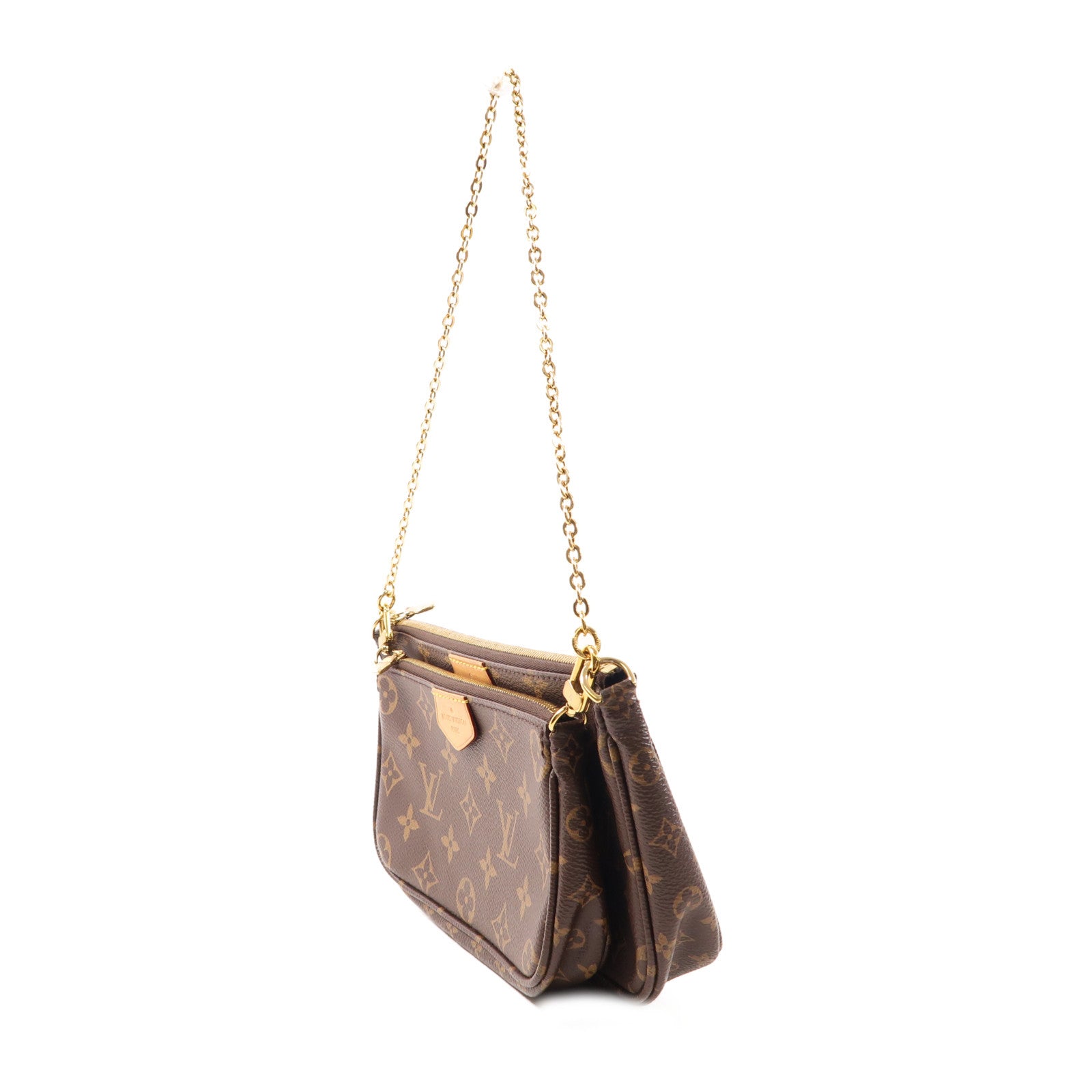 LOUIS VUITTON Monogram Multi Pochette Accessoires金扣肩背袋棕色