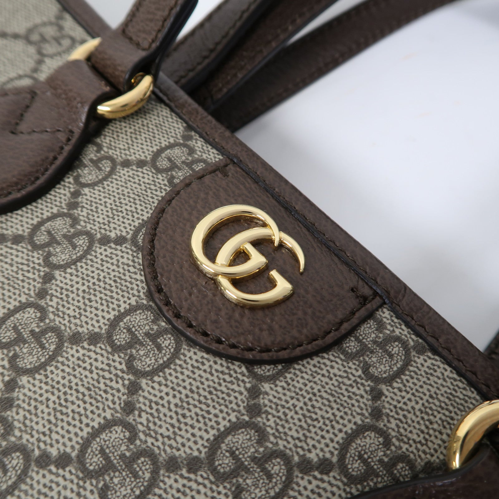 GUCCI 塗層帆布Ophidia GG金扣手挽肩背兩用袋啡色