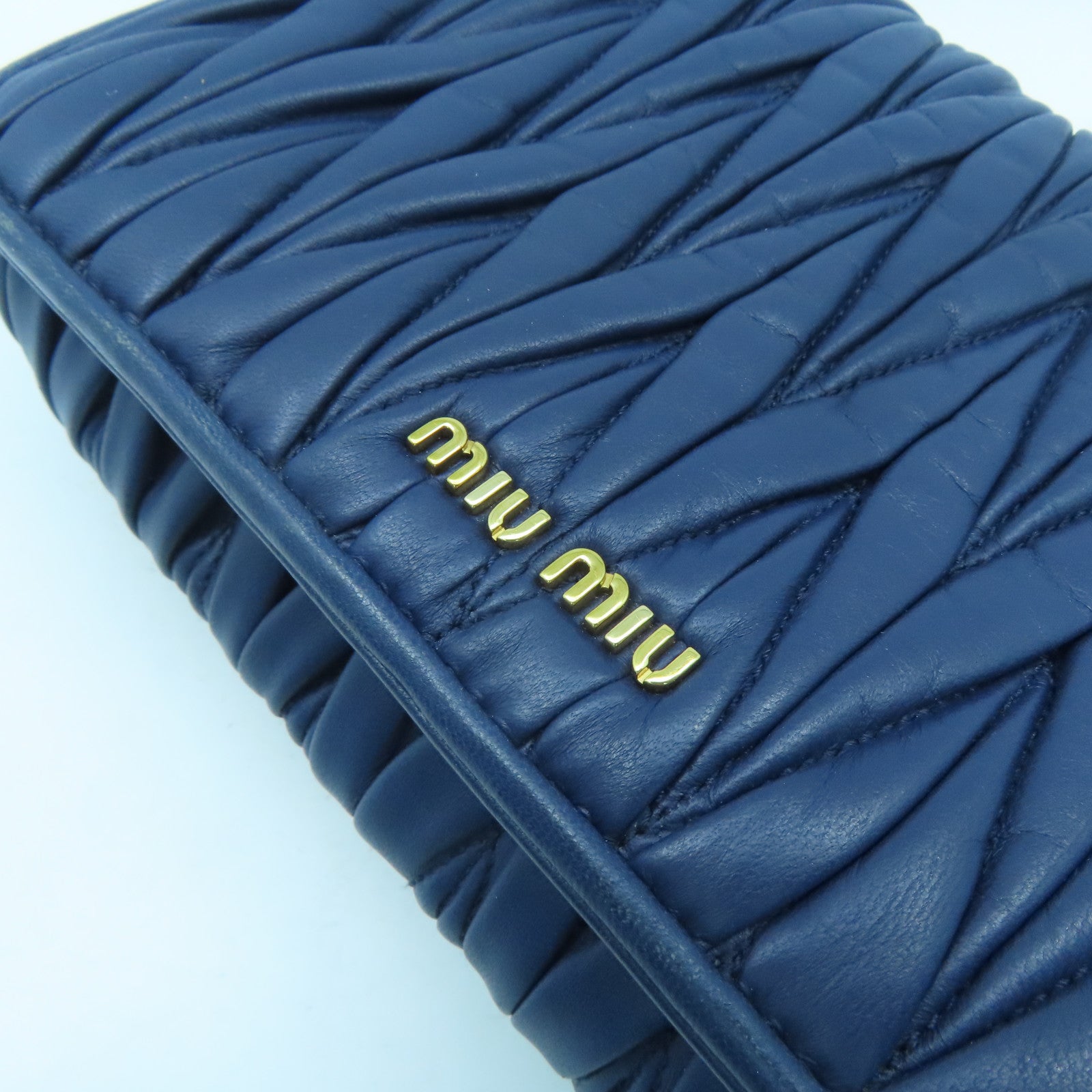 Miu Miu 【激減優惠】羊皮皮革Shoulder Bag金扣肩背袋深藍色