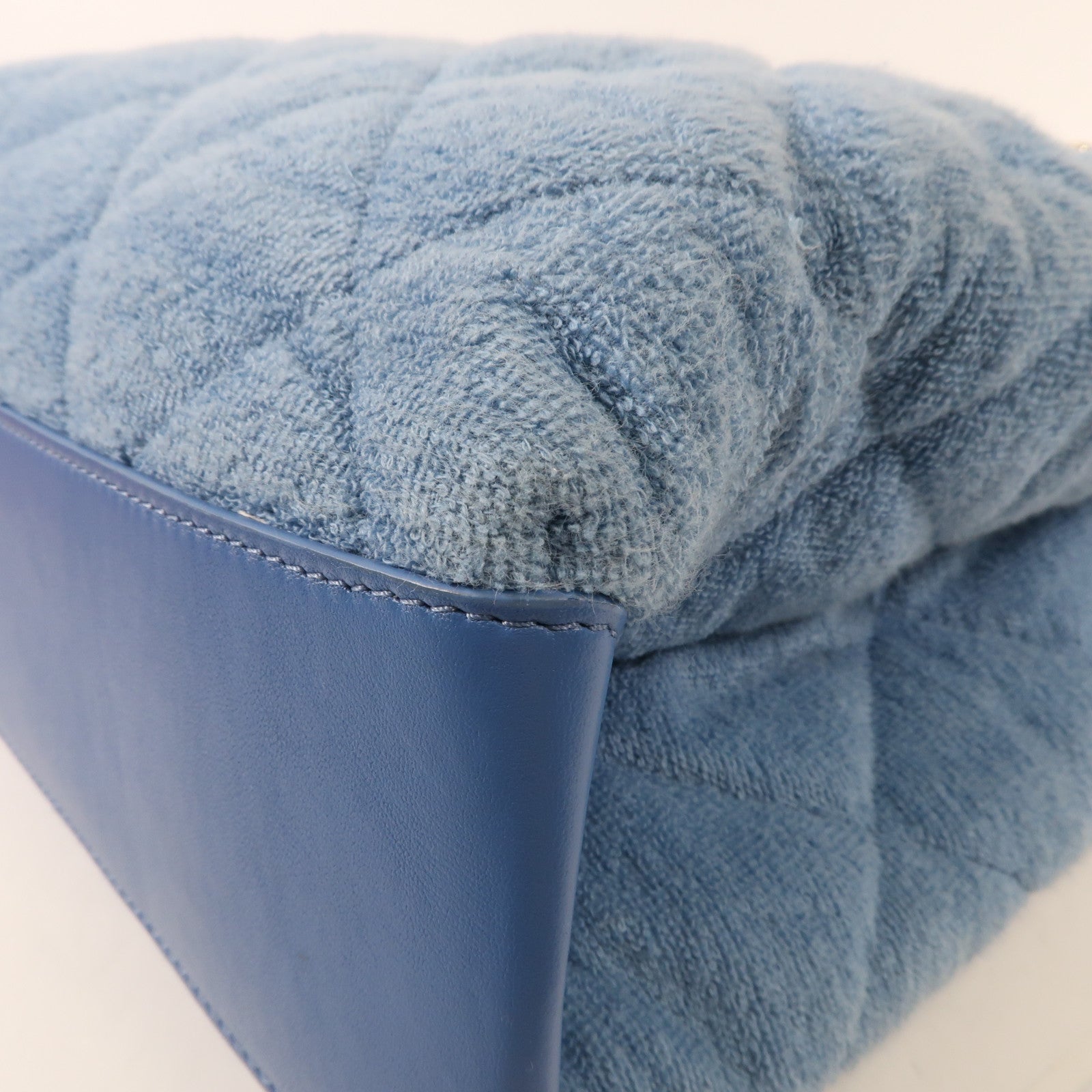 CHANEL 帆布Chain Shoulder金扣鏈帶手挽肩背兩用袋