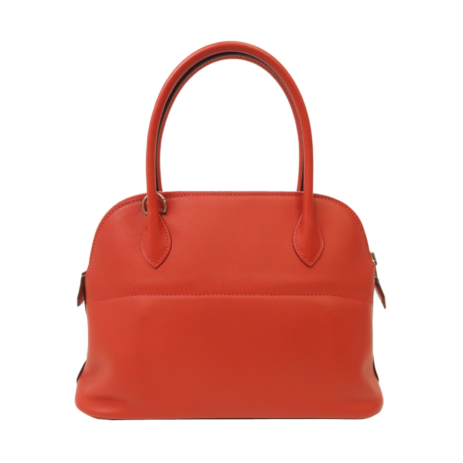 HERMES Swift皮革Bolide 27銀扣手挽肩背兩用袋Rouge Casaque/紅色