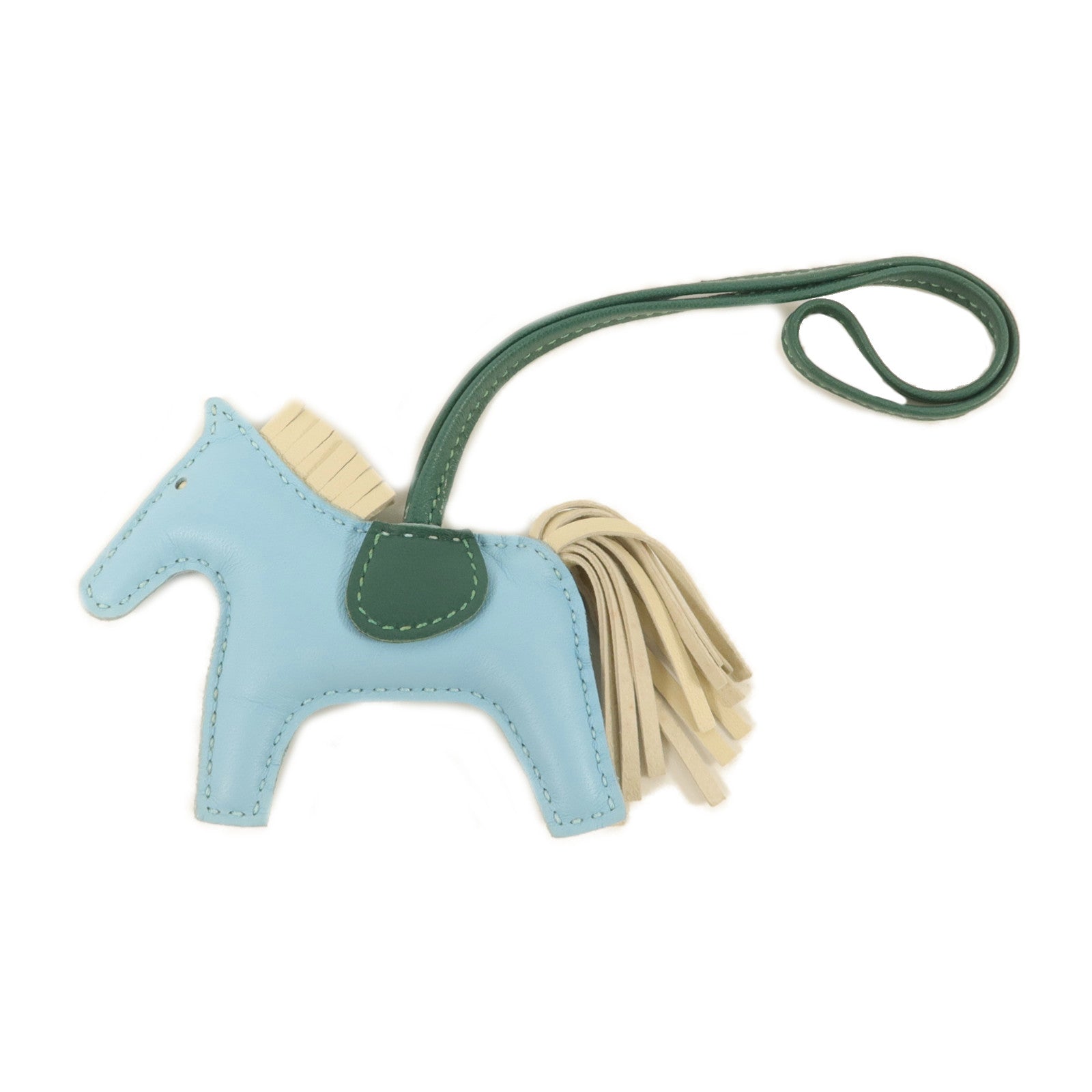 HERMES Milo皮革Rodeo PM掛飾Celeste/Malachite/Craie
