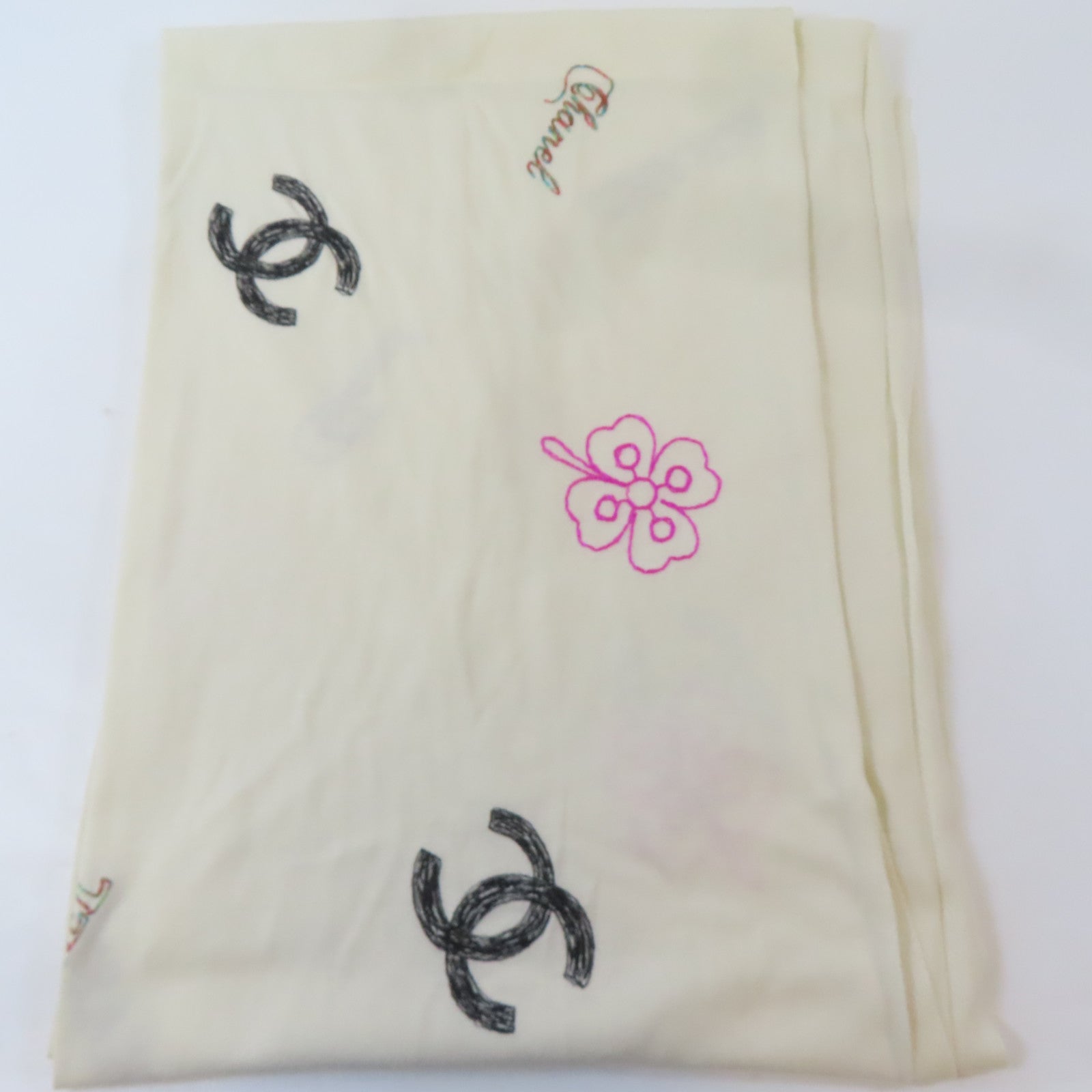 CHANEL 絲質Scarf頸巾米白色