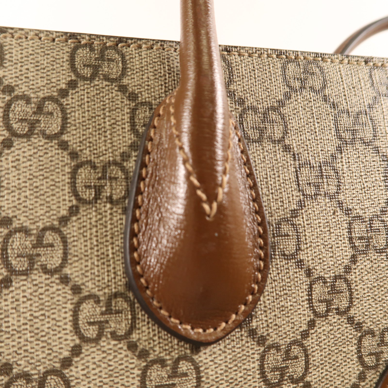 GUCCI GHW GG Supreme 2Way Shoulder Hand Bag Coated Canvas 674155 Brown