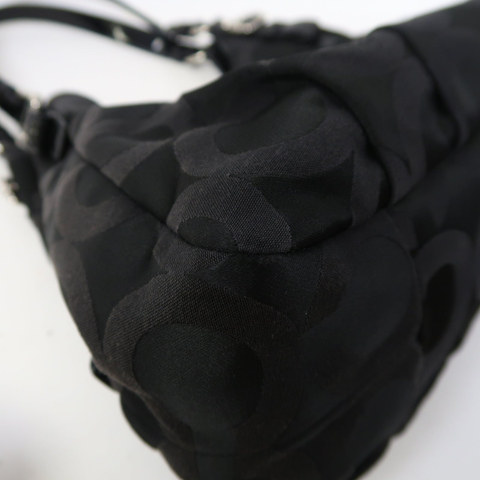 COACH 帆布Shoulder Bag銀扣肩背袋黑色